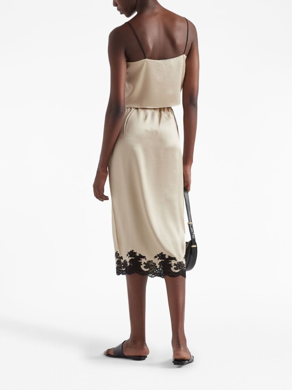 lace-trimmed silk midi skirt - 3