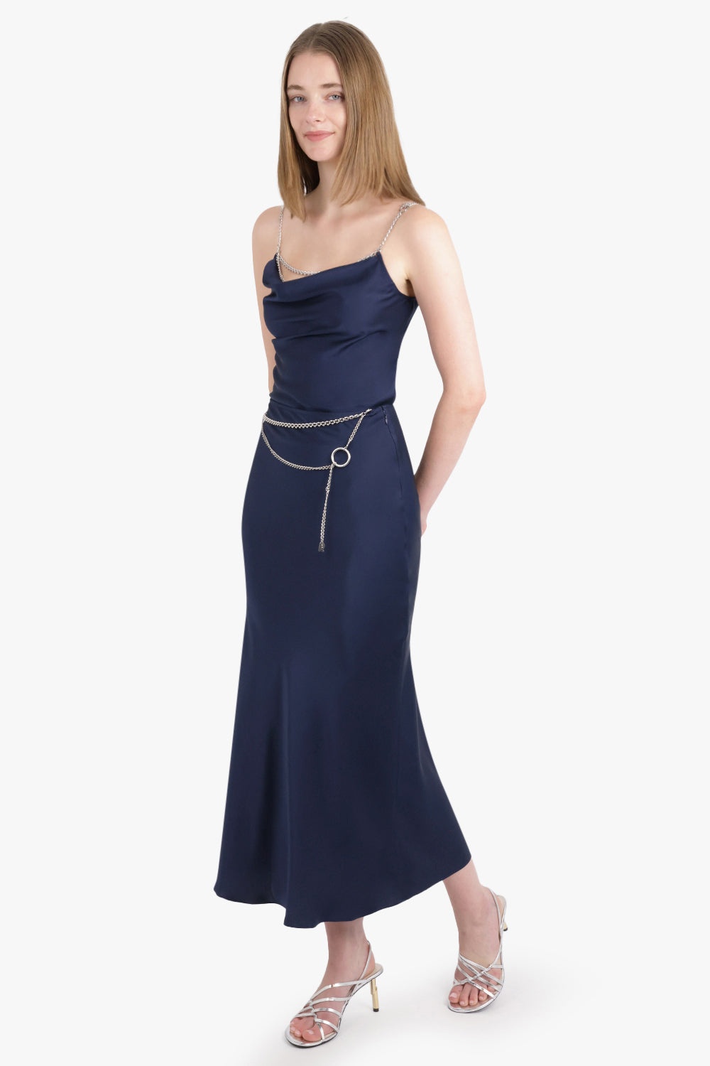 CHAIN DETAIL S/LESS CAMISOLE TOP | DEEP NAVY - 4