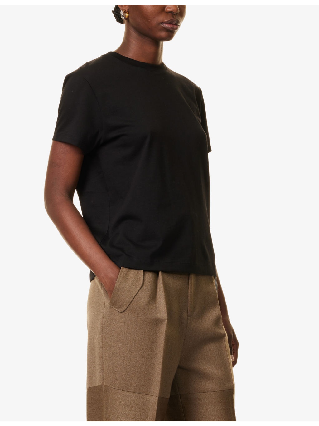 Round-neck ribbed-trim cotton-jersey T-shirt - 3