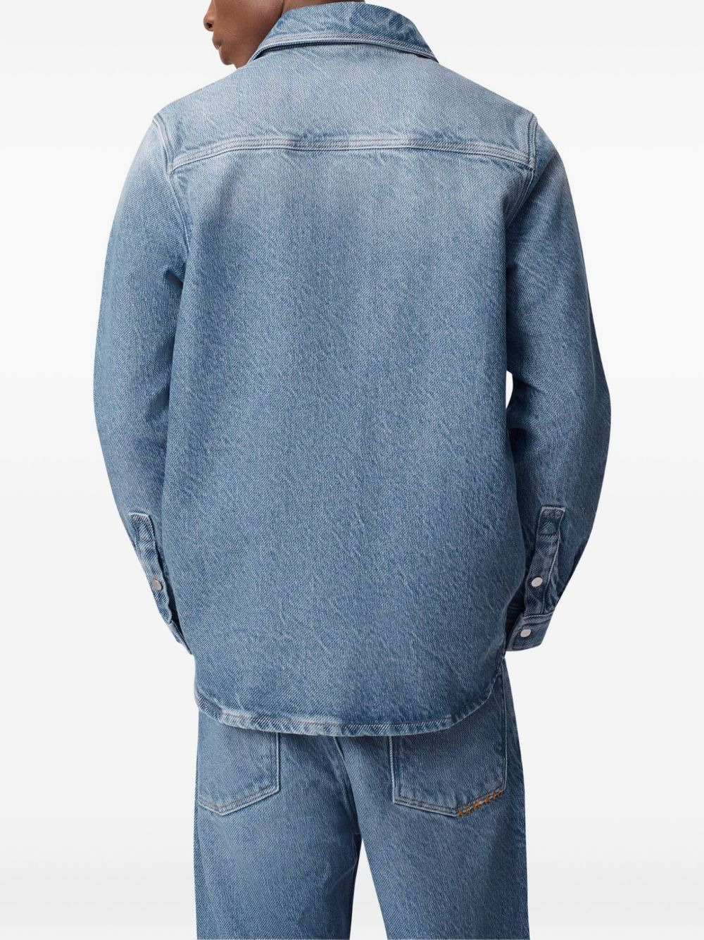embroidered-logo denim shirt - 4