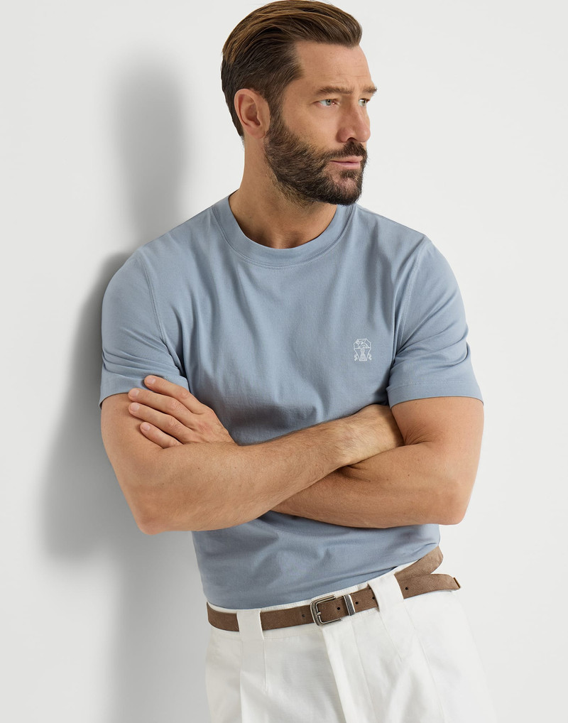 Cotton jersey crew neck T-shirt with logo 5