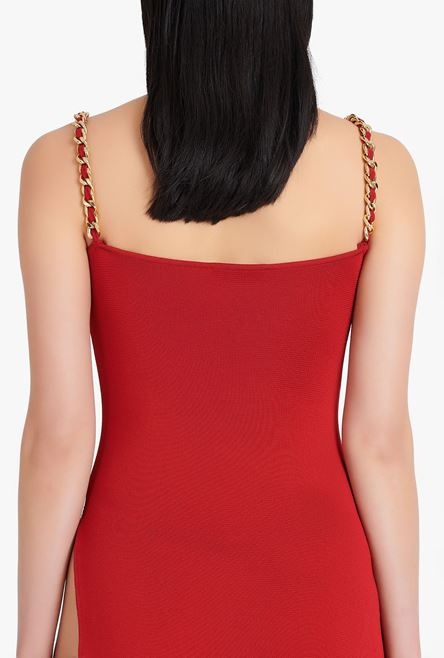 Long red knit dress - 6