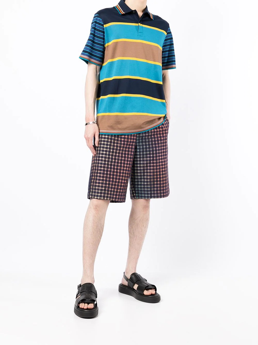 striped short-sleeved polo shirt - 2