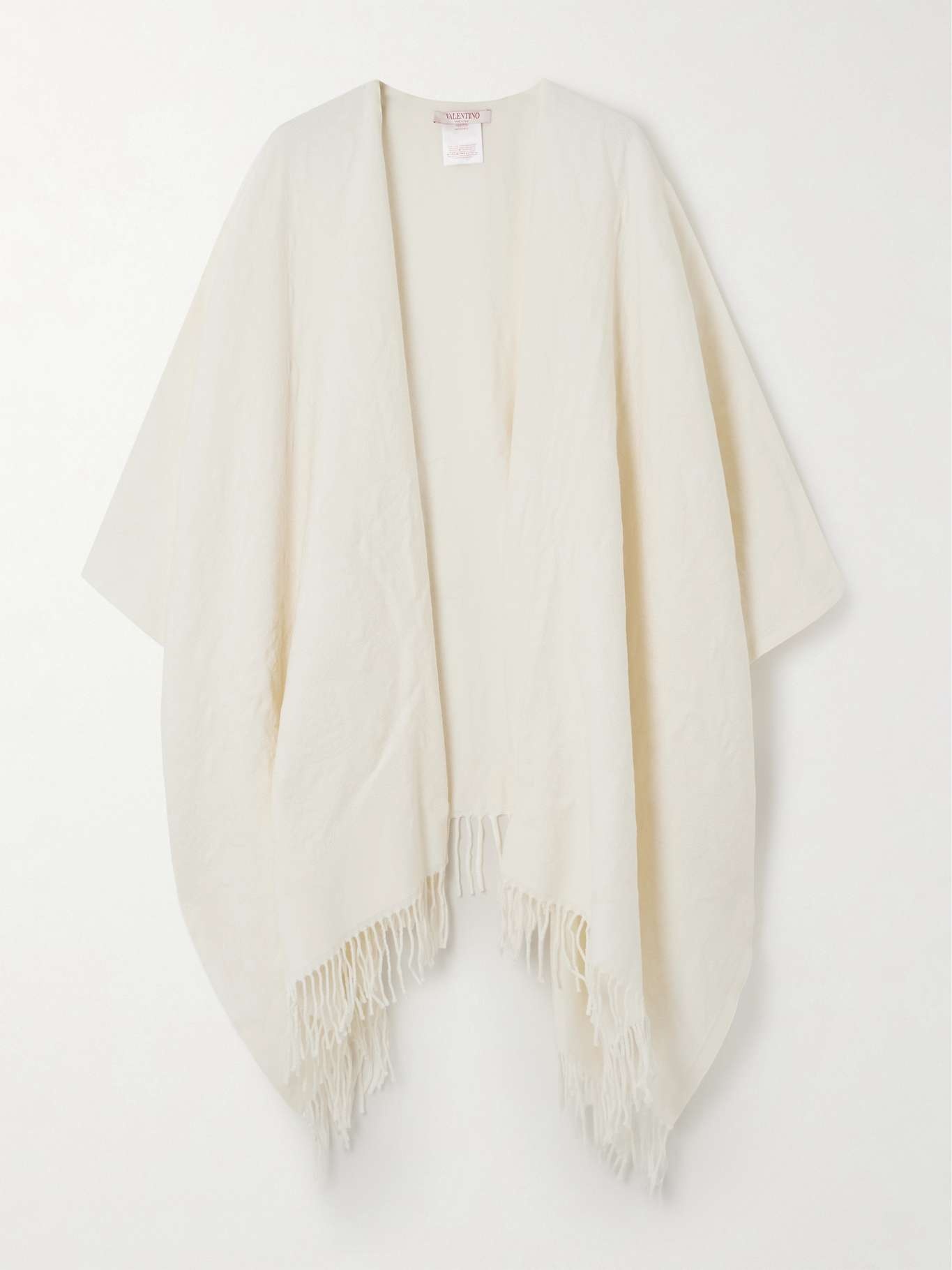 Fringed wool-blend jacquard cape - 1