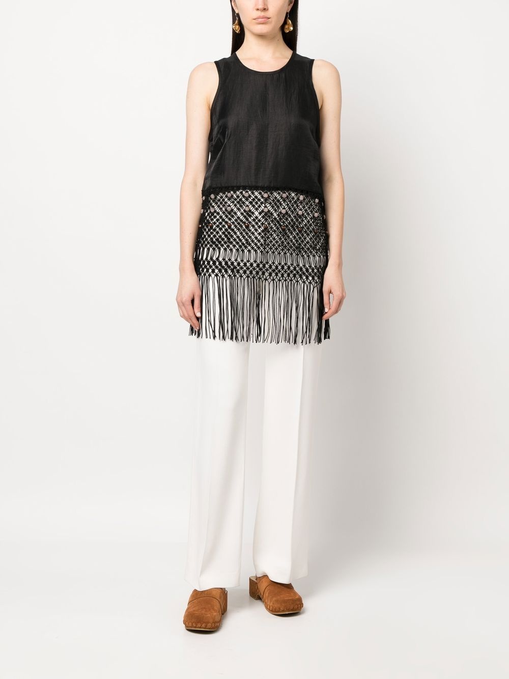 sleeveless macramé top - 2