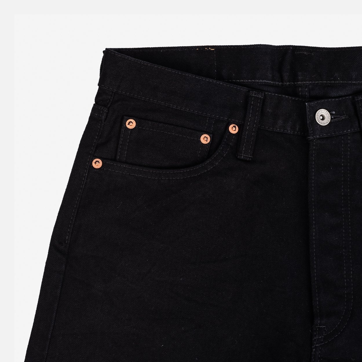 IH-888S-142bb 14oz Selvedge Denim Medium/High Rise Tapered Cut Jeans - Black/Black - 6