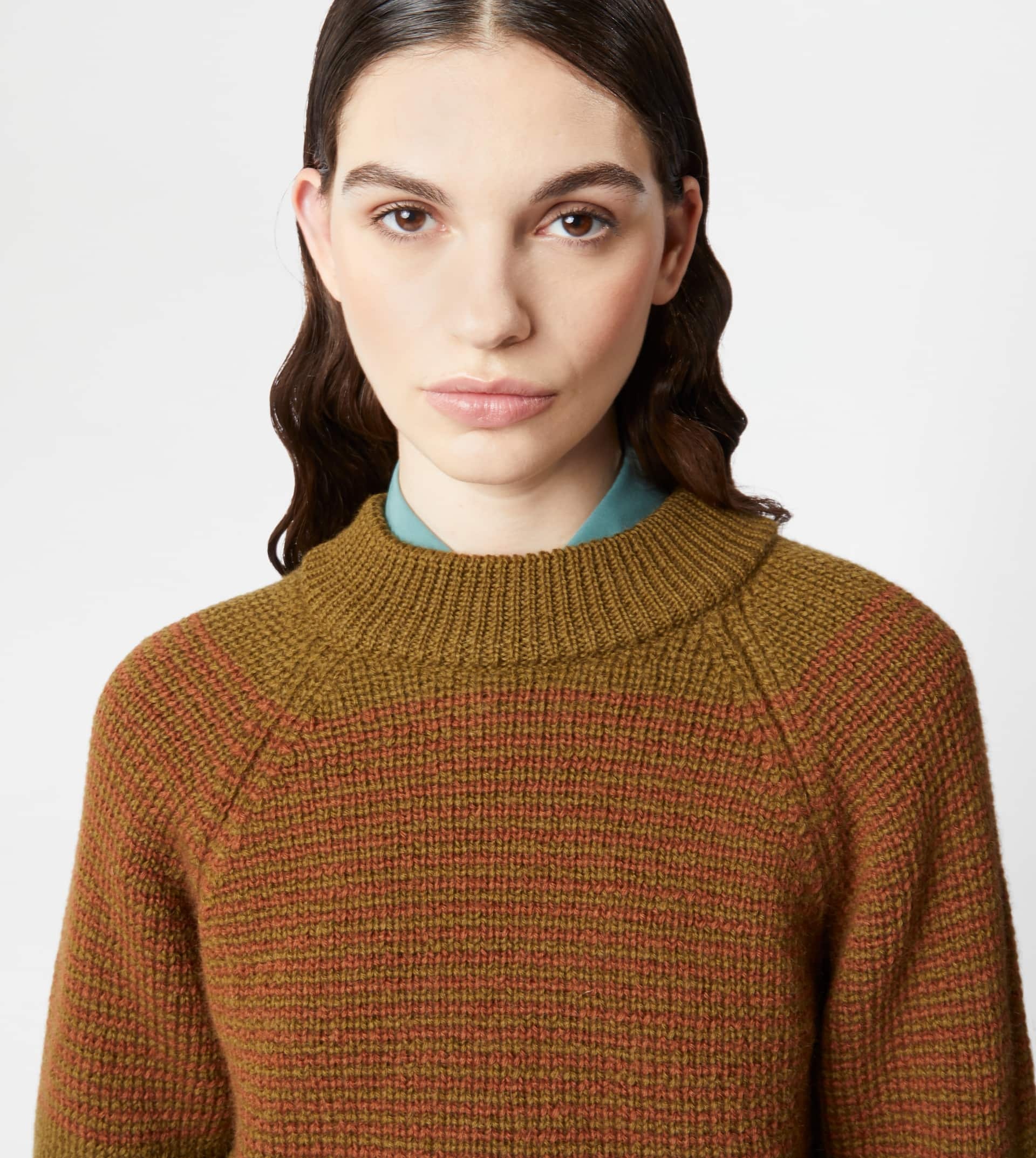 ROUND NECK JUMPER - GREEN, BROWN - 5