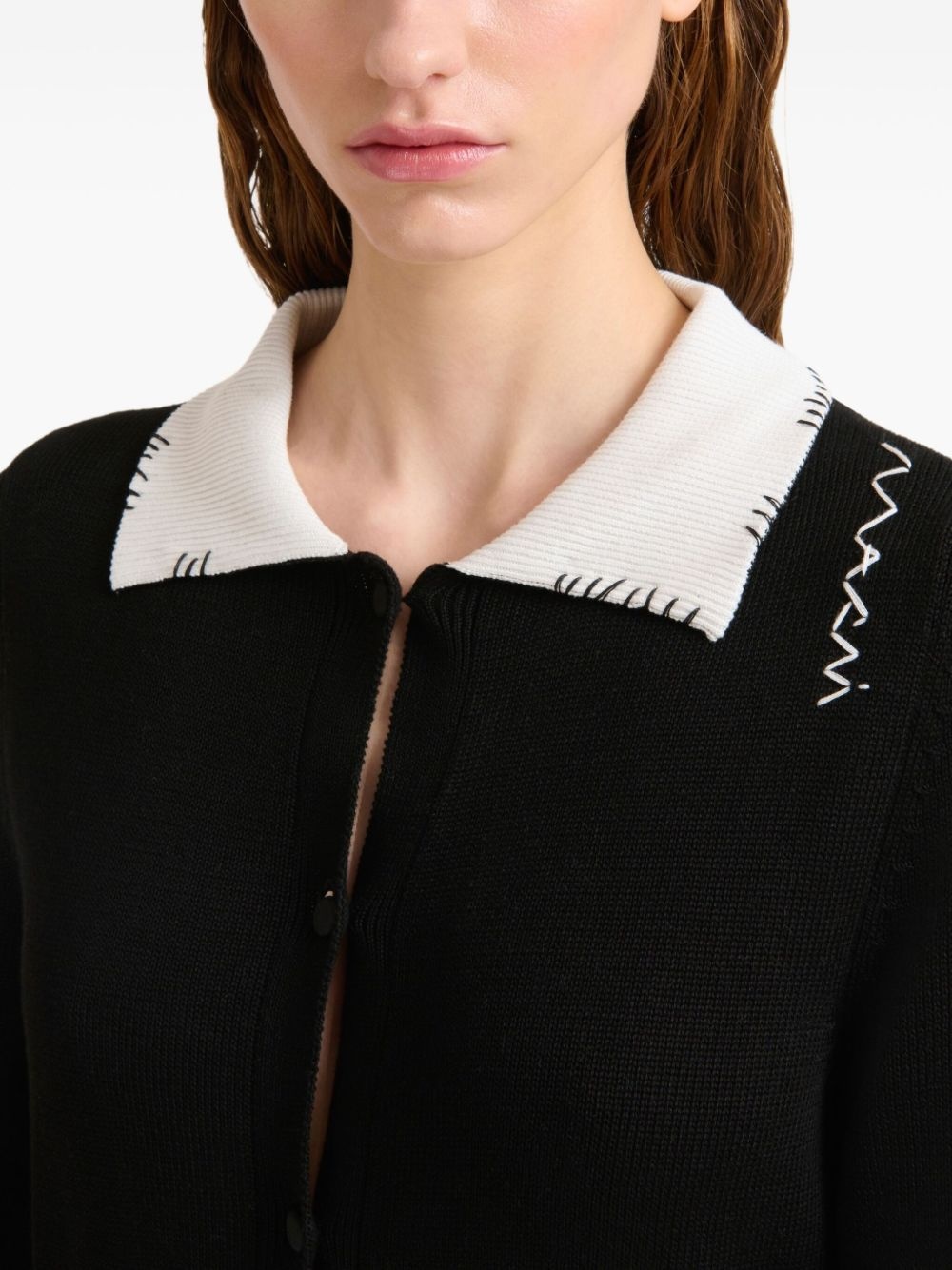 logo-embroidered cotton cardigan - 5