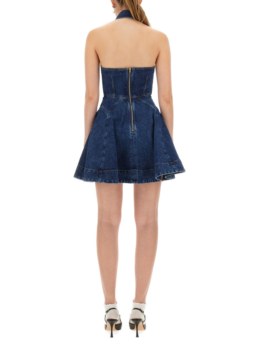 Self-Portrait Women Denim Flared Mini Dress - 3