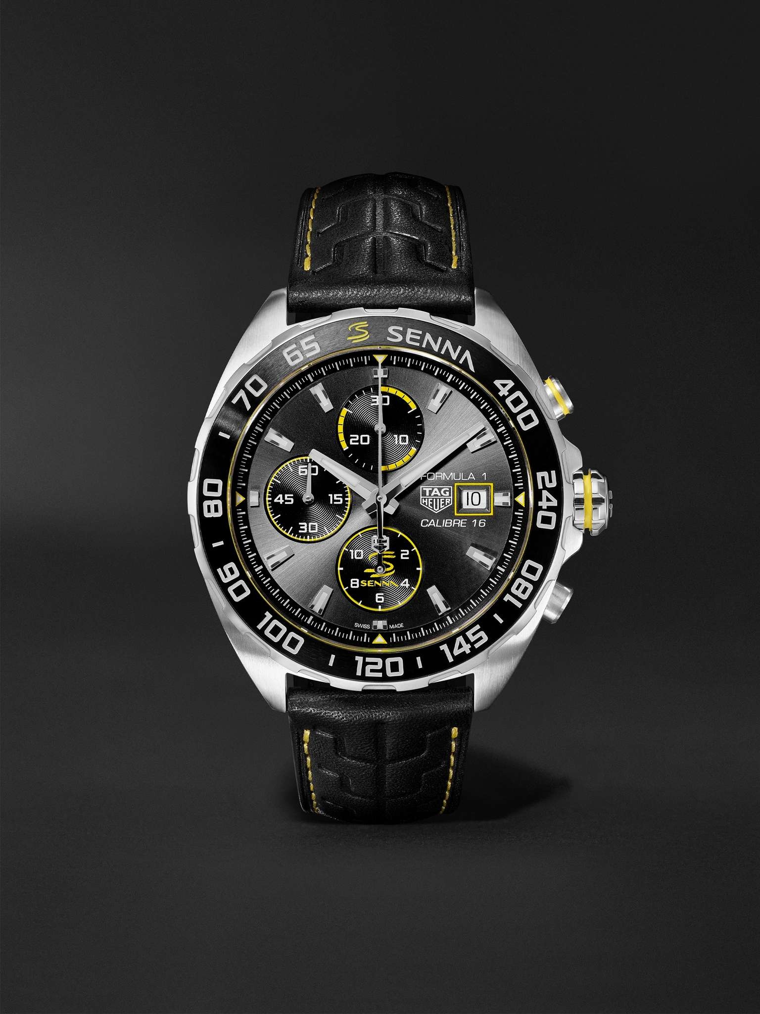 Formula 1 x Senna Chronograph 44mm Stainless Steel and Leather Watch, Ref. No. CAZ201B.FC6487 - 1