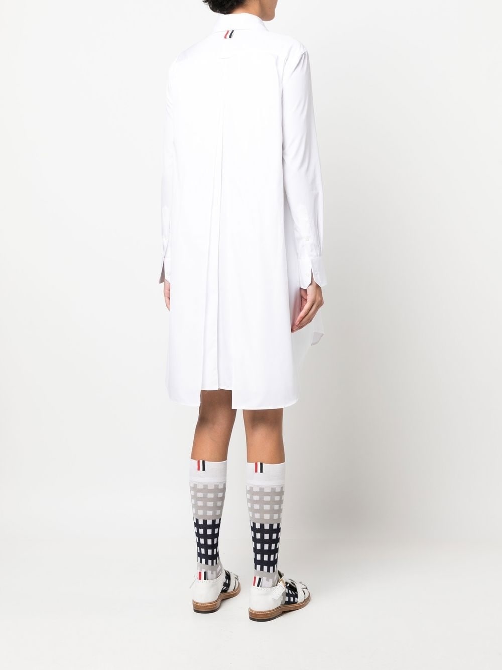 pleat-detail cotton shirtdress - 4