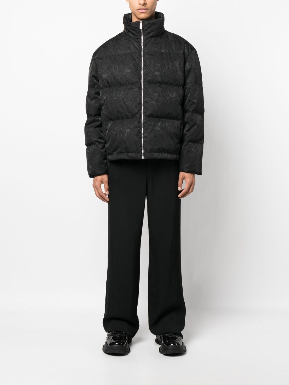 Baroque-print puffer jacket - 2