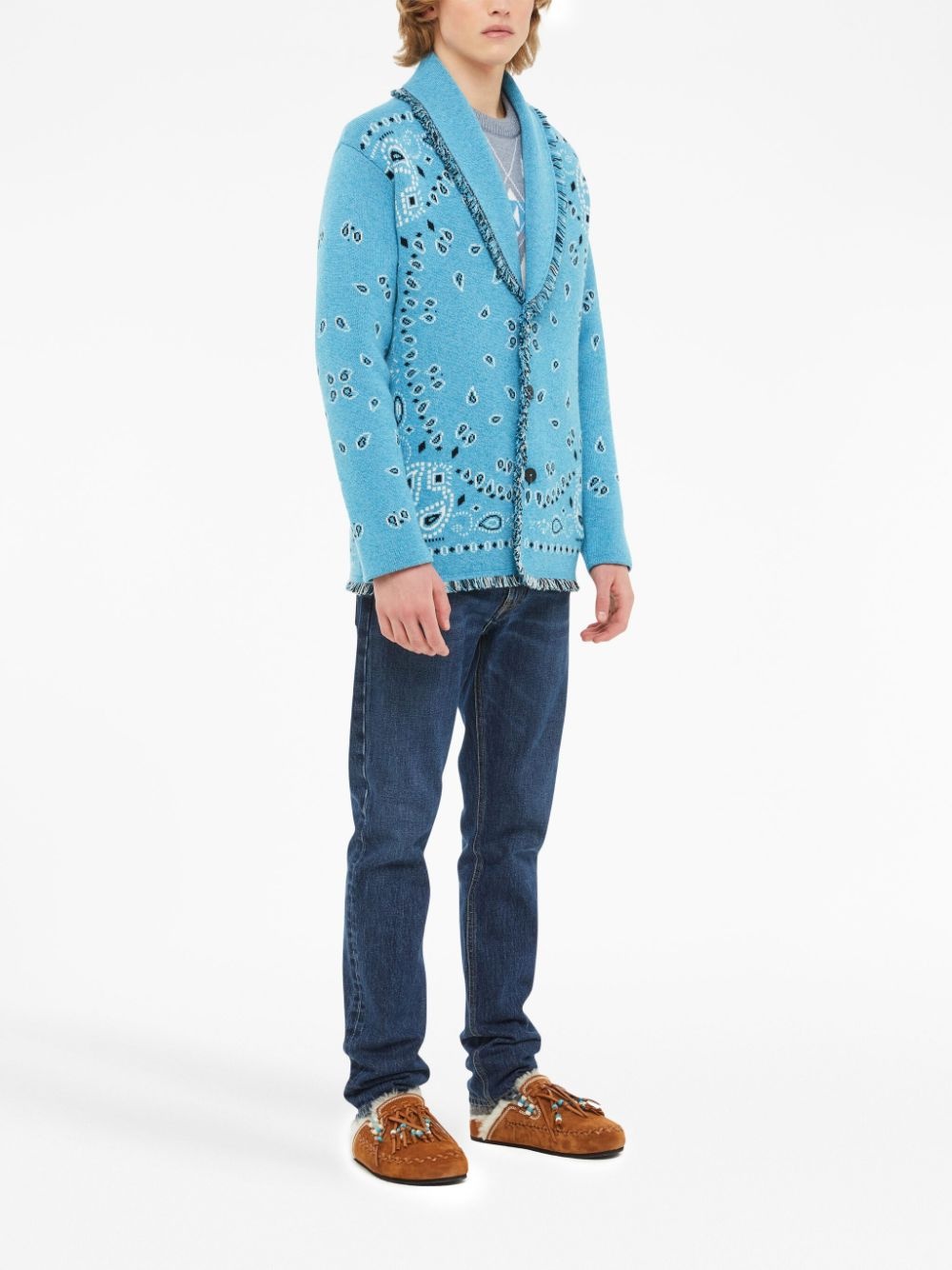 Bandana Jacquard fringed cardigan - 4