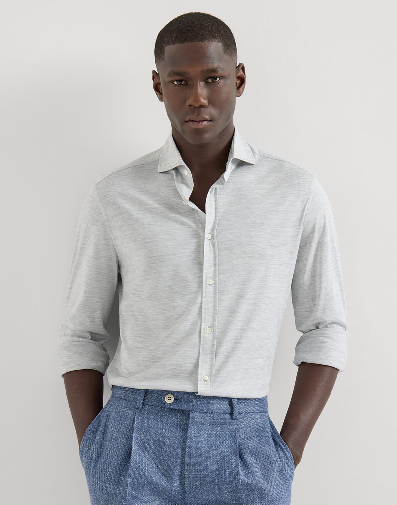 Silk and cotton jersey shirt with spread collar 2
