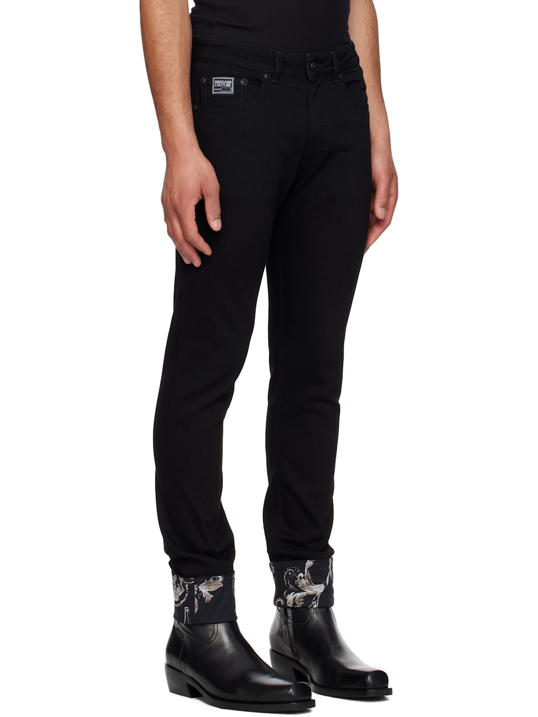Black Contrast Pocket Jeans - 2