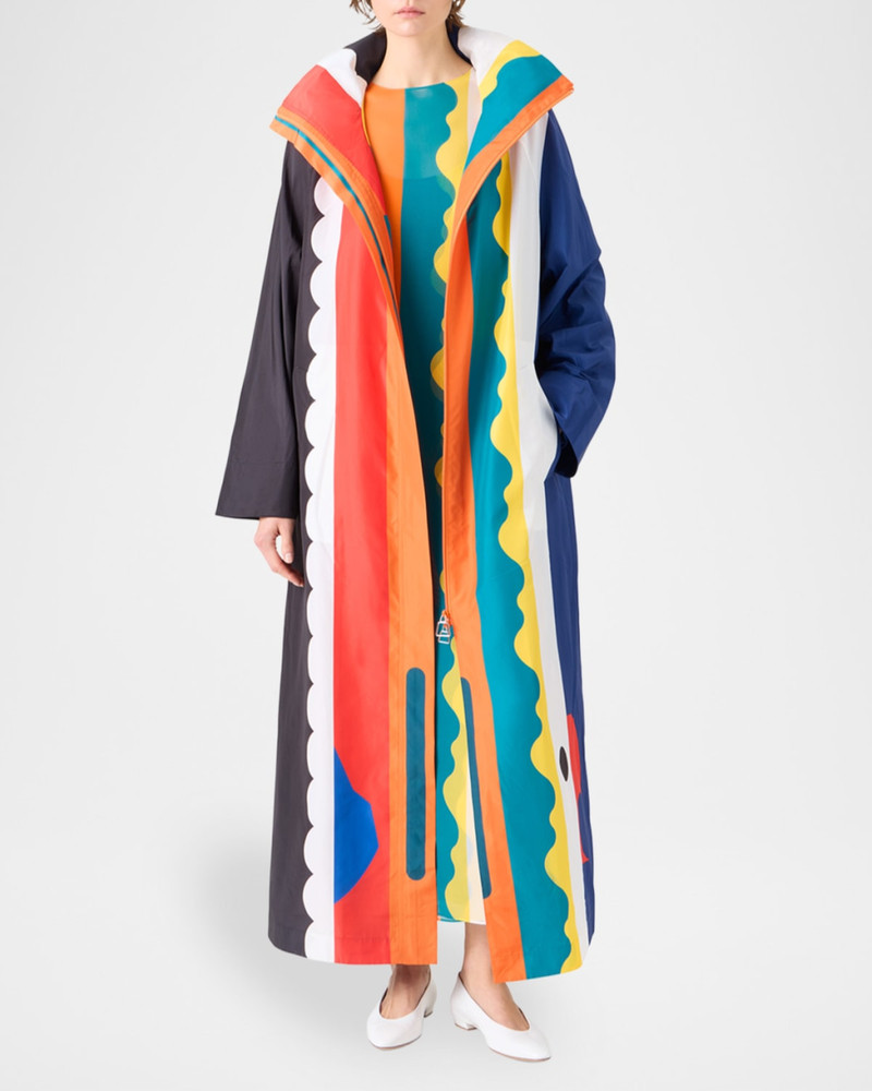 AKRIS Geo-Print Hooded Long Parka Jacket outlook