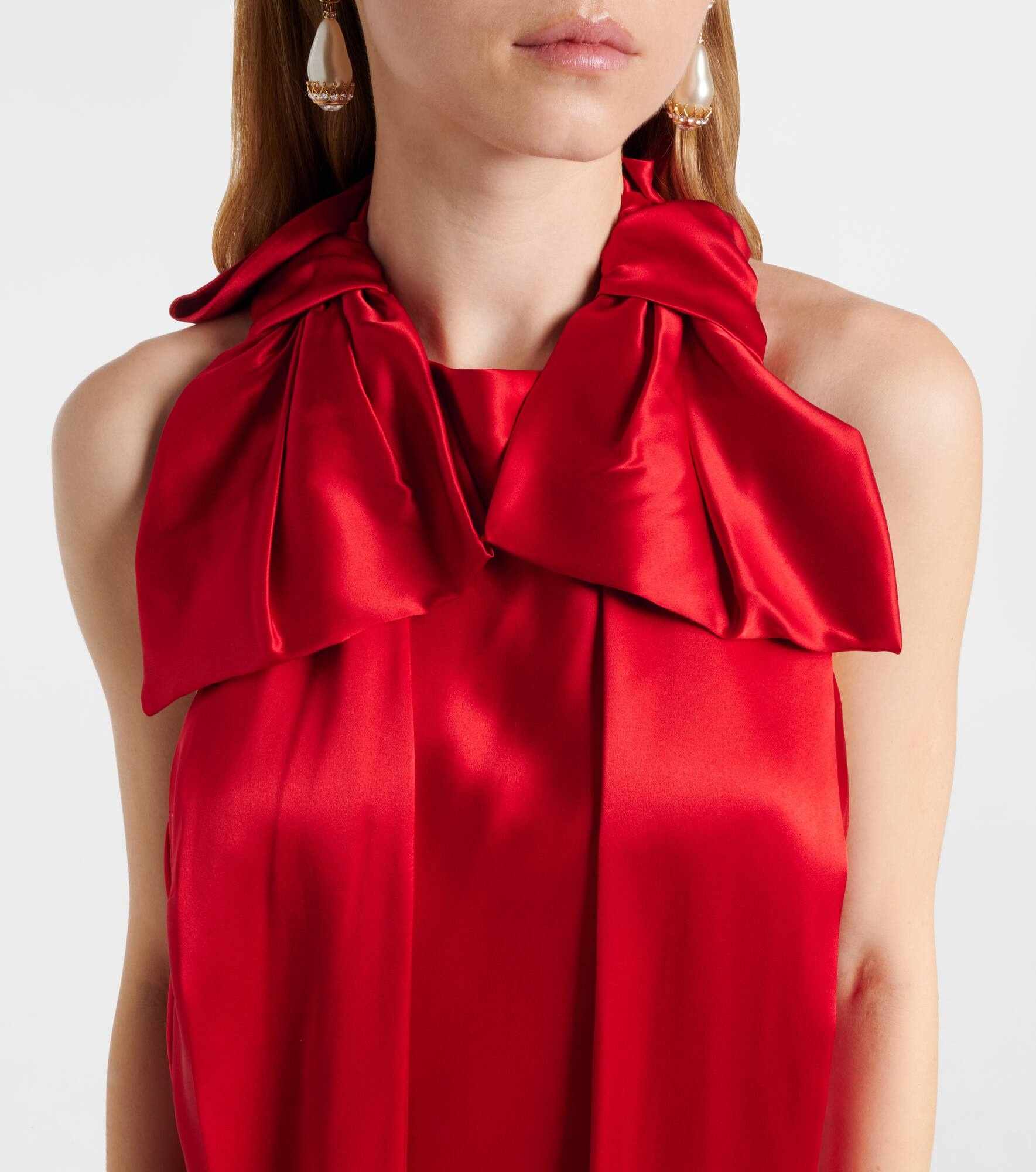 Bow-detail open-back silk satin gown - 4