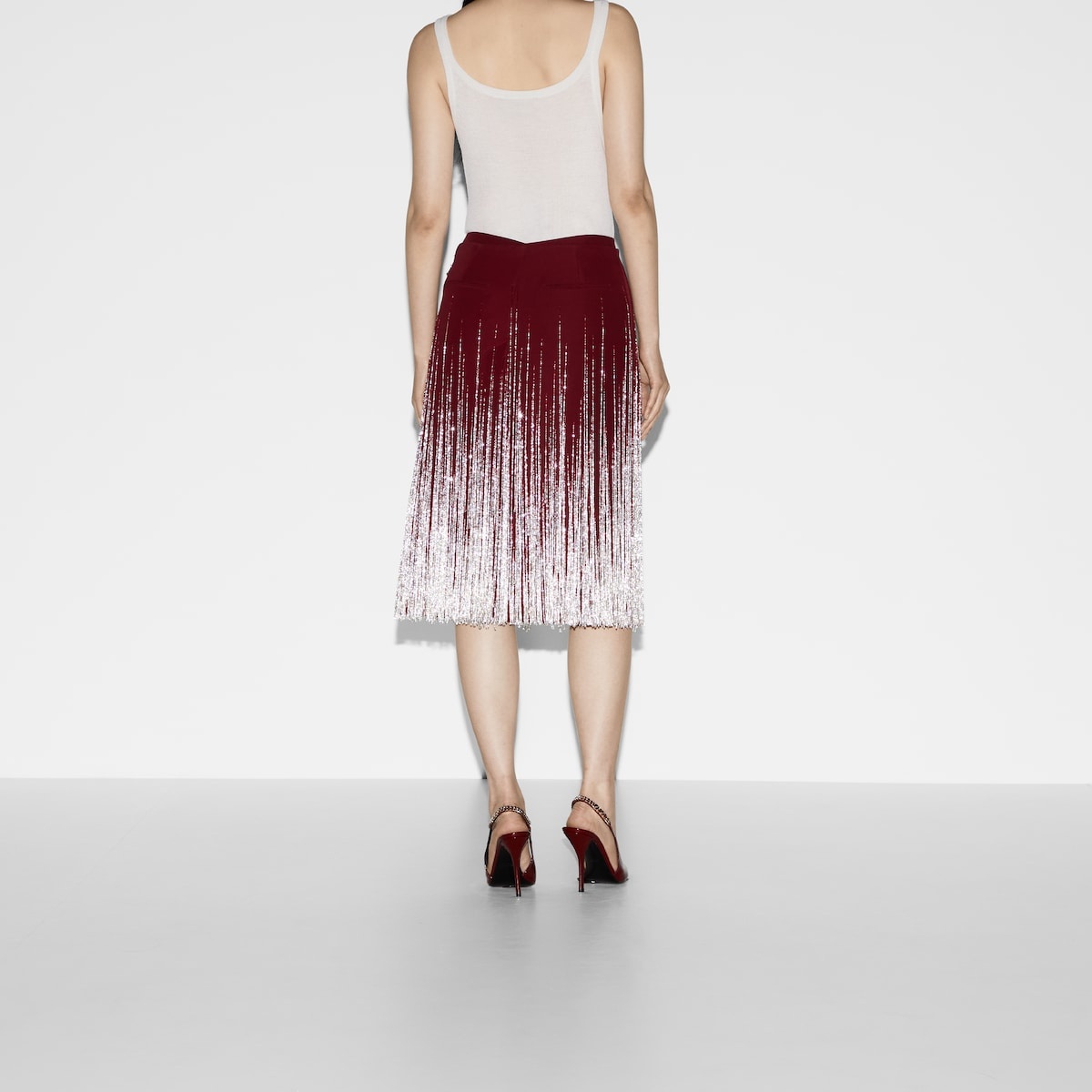 Crystal fringe embroidered skirt - 4