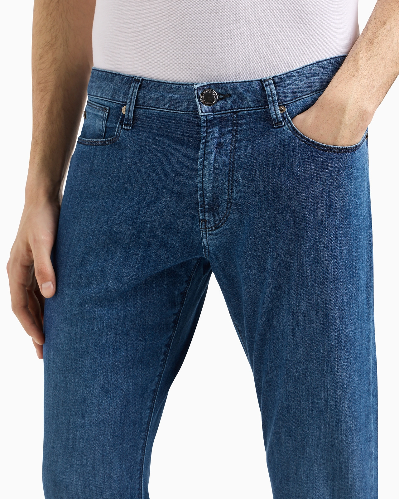 J06 WORN-EFFECT WASH, SLIM-FIT, 8 OZ DENIM JEANS - 5