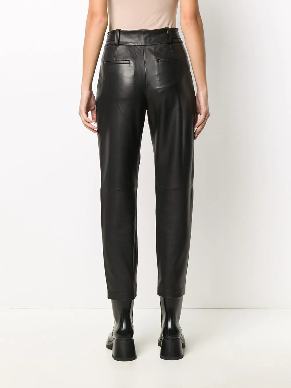 leather tapered trousers - 4