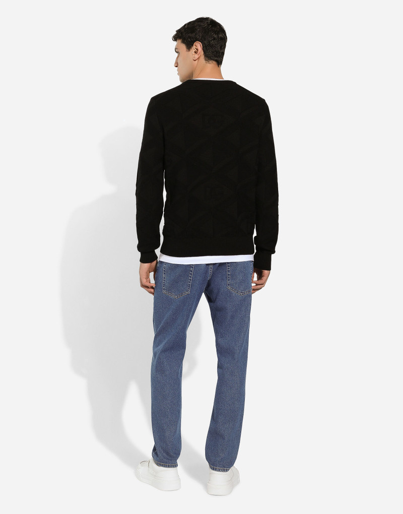 Loose stretch blue denim jeans 3