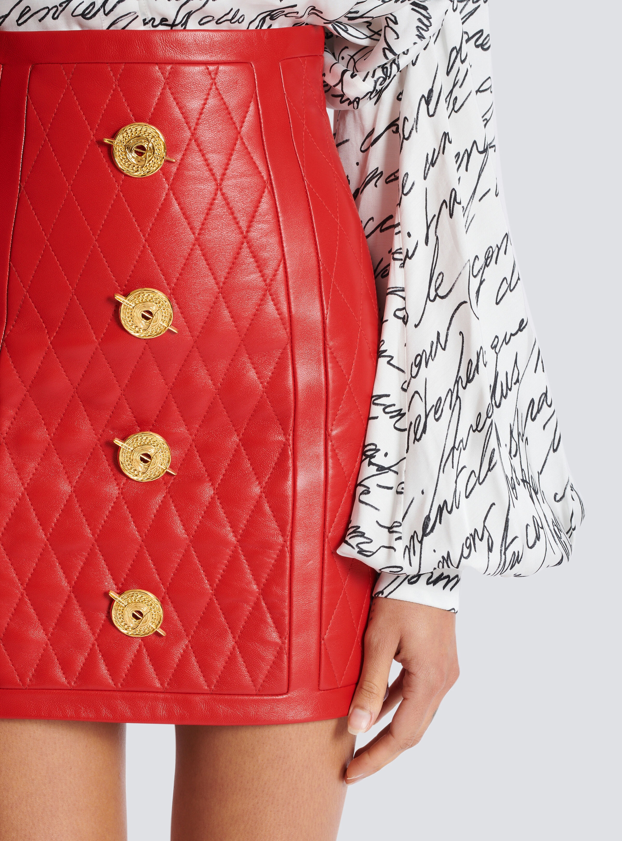 Quilted lambskin skirt with diamond motif - 8