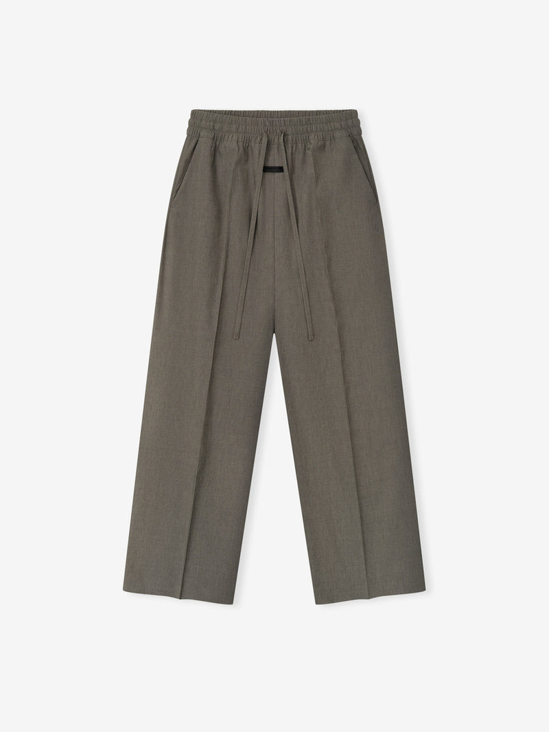 Cotton Wool Oxford Wide Leg Drawstring Pants - 1