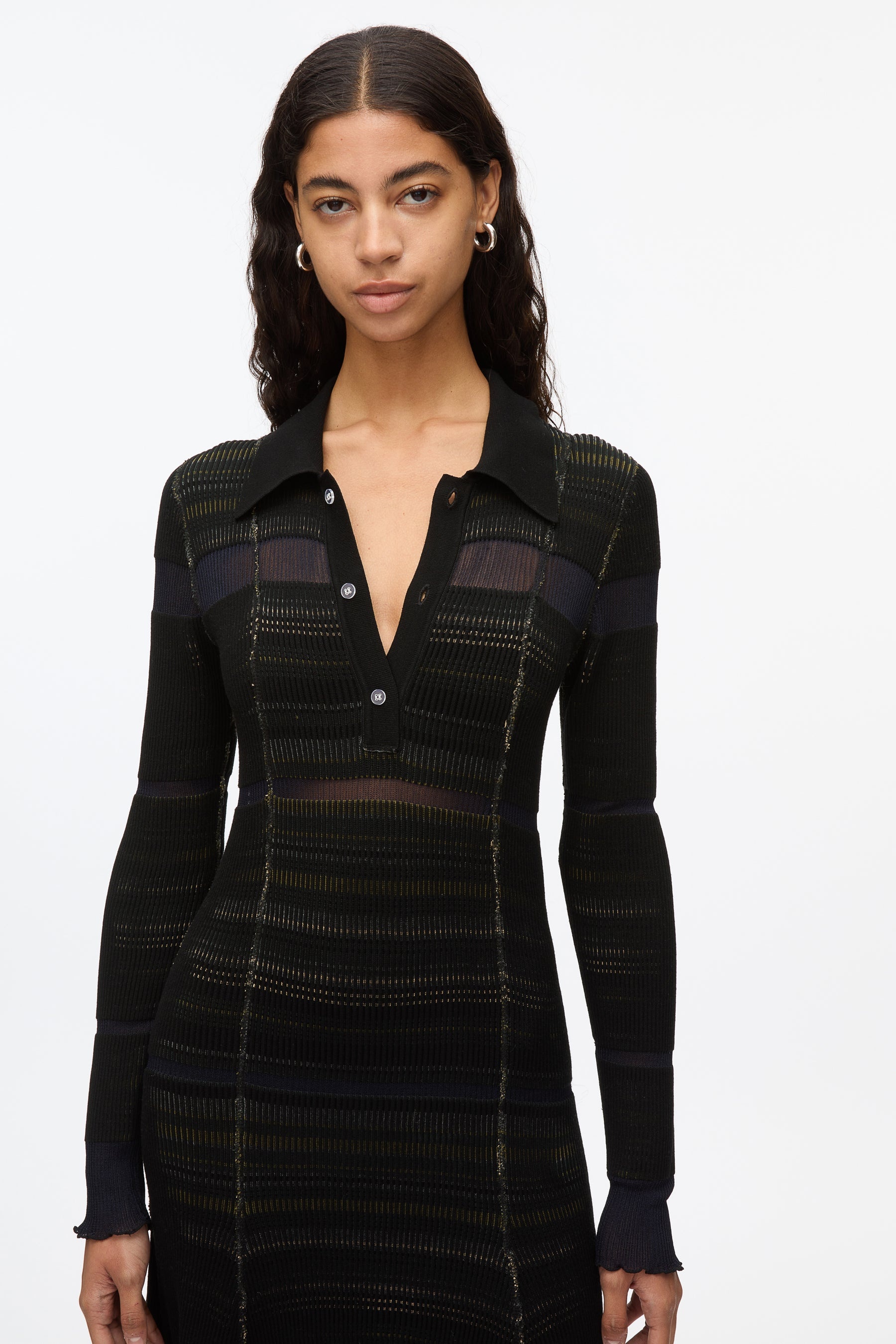 Reversible Stripe Knit Polo Dress - 5