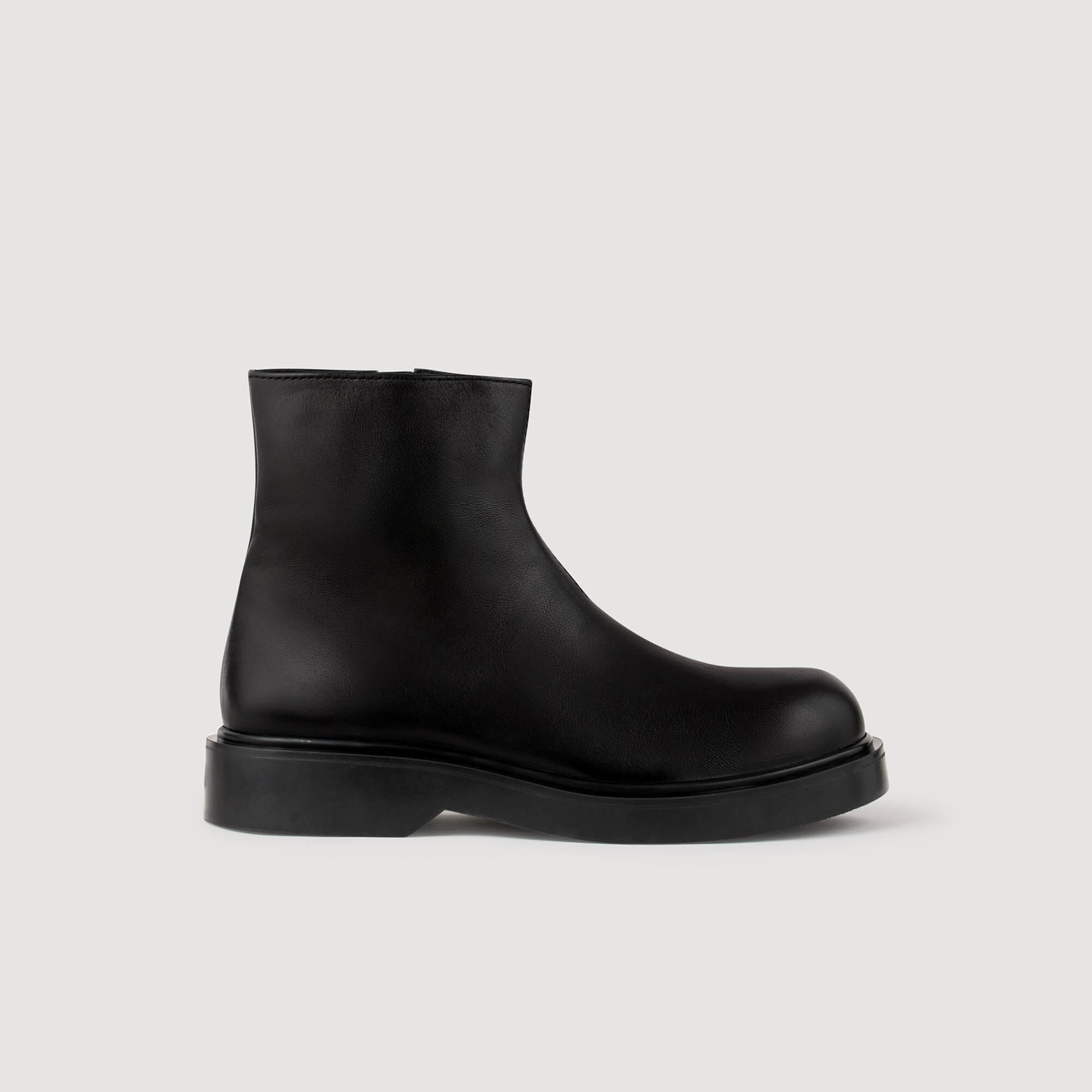 ZIPPED LEATHER ANKLE BOOTS - 1