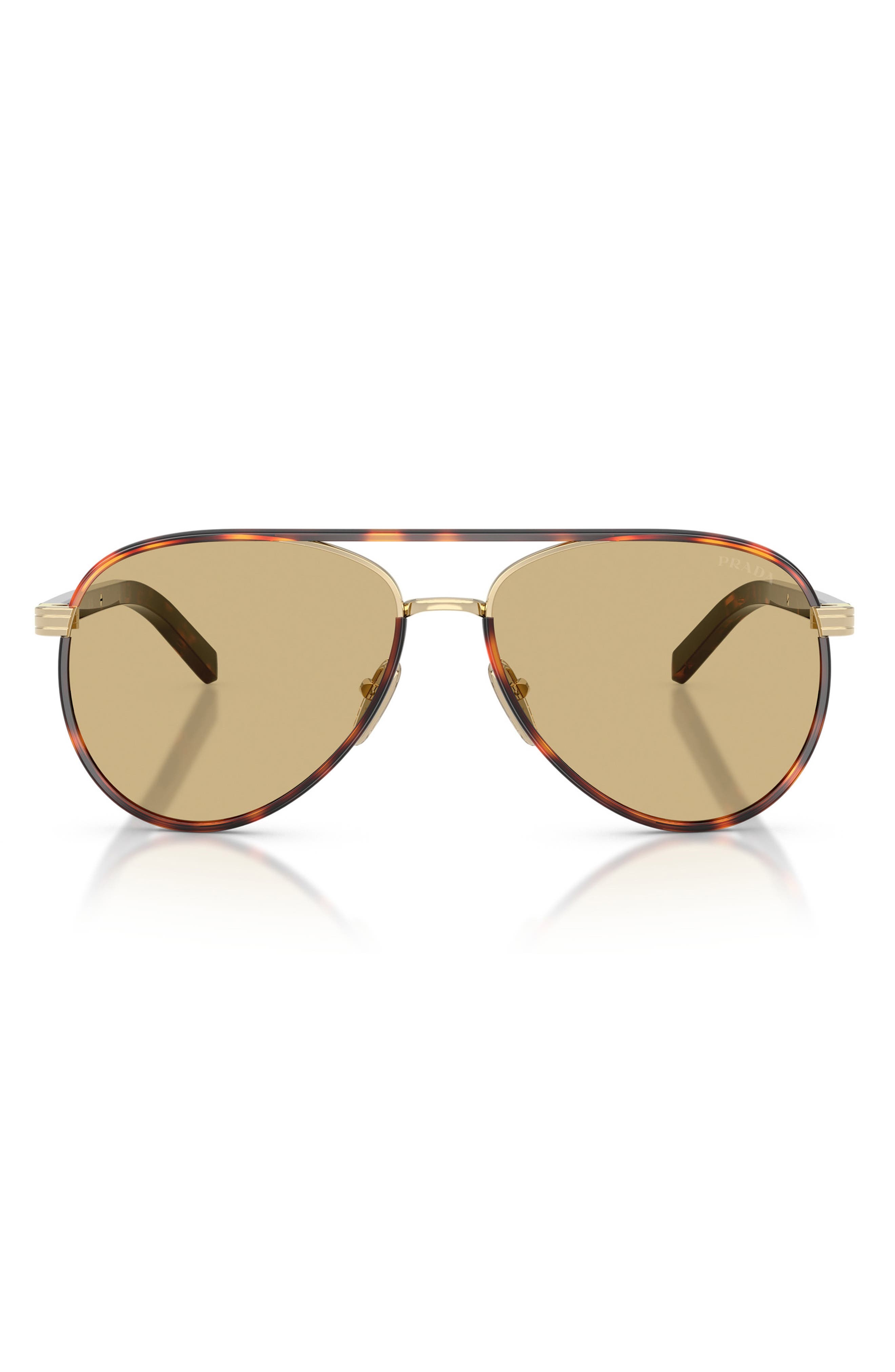 Prada 59mm Pilot Sunglasses in Tortoise Print/Gold/Yellow at Nordstrom - 1