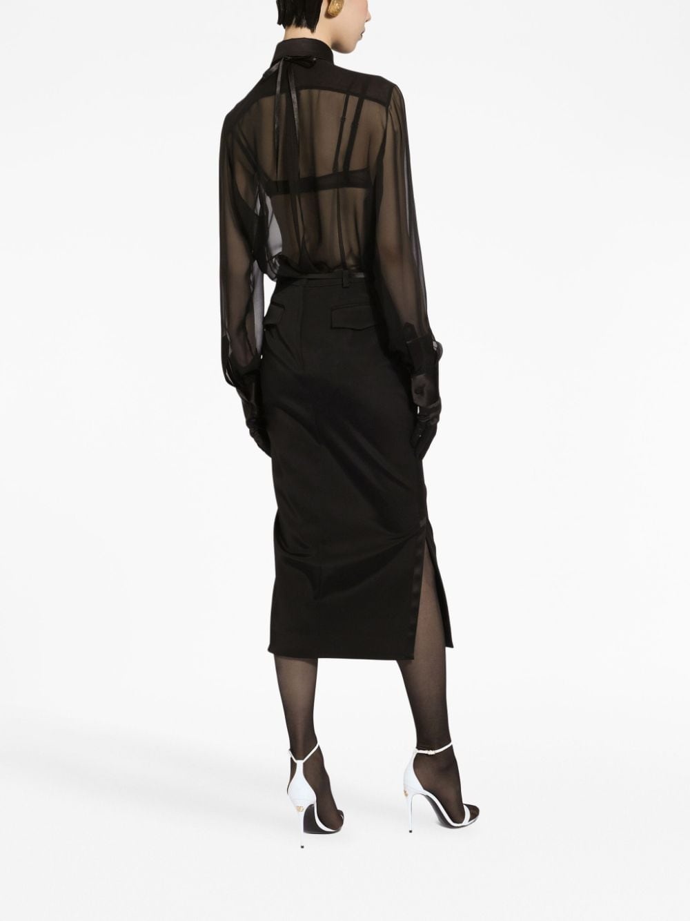 semi-sheer mesh shirt - 4