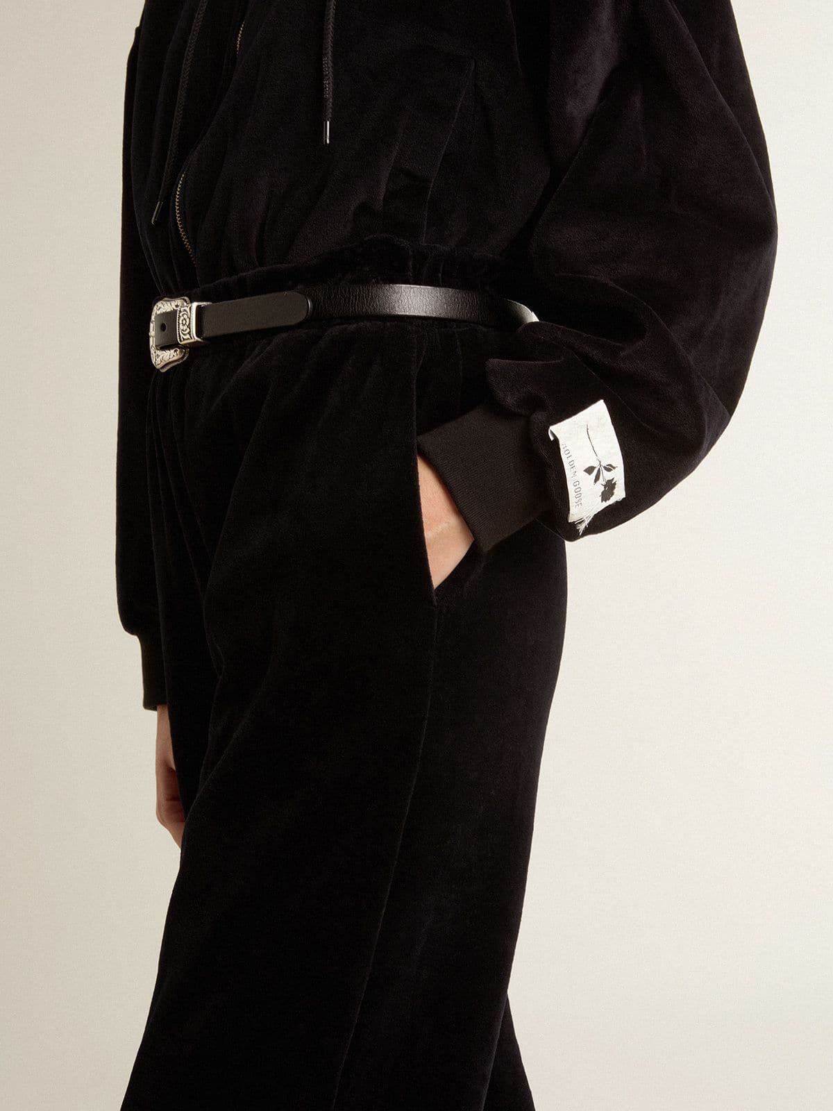 Women's black cotton-blend hoodie with zip - 4