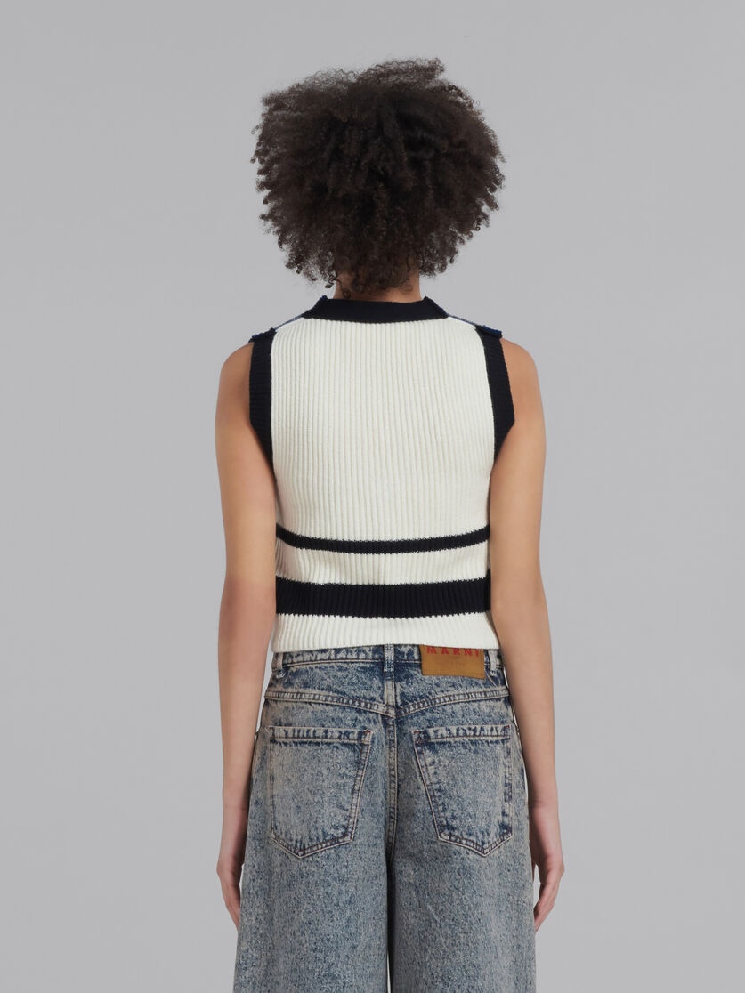 BLUE HALF-AND-HALF SLEEVELESS JUMPER - 3