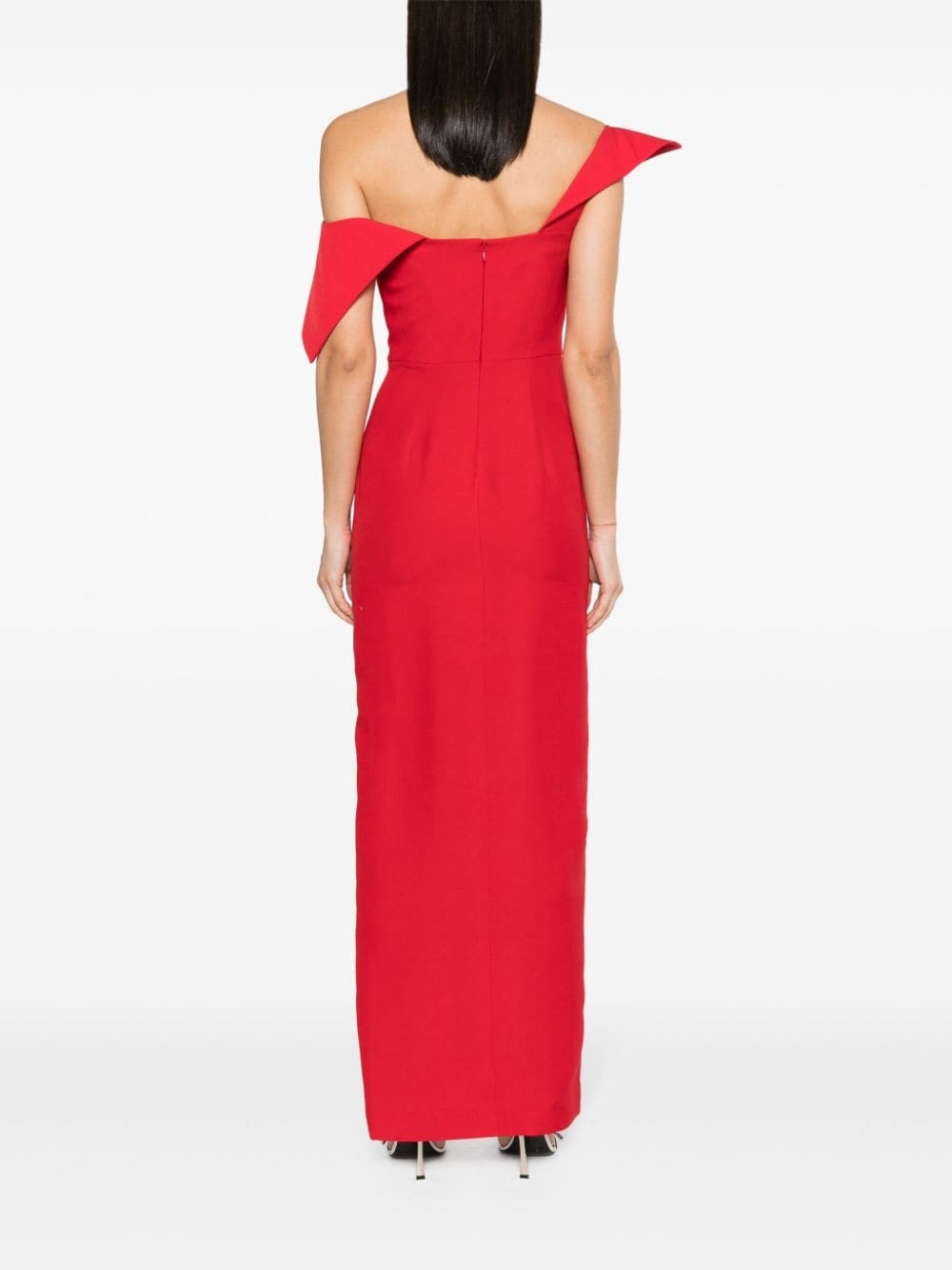 off-shoulder crepe gown - 4