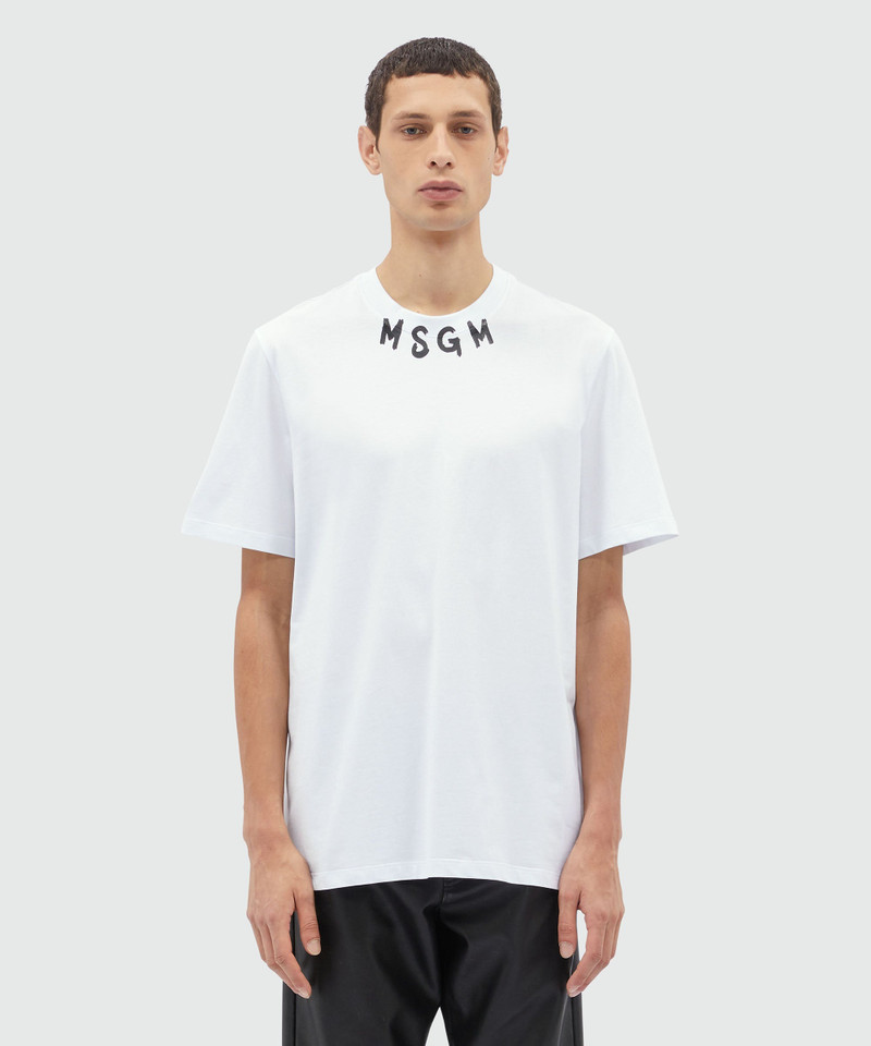 MSGM White jersey brushstroke logo T-Shirt outlook