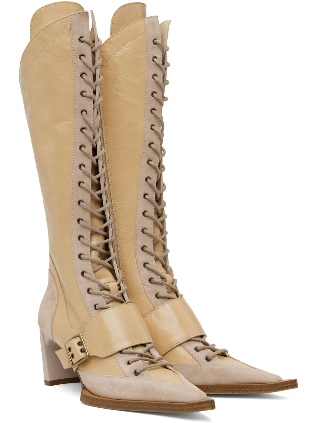 Beige & Pink Serpent Boots - 4