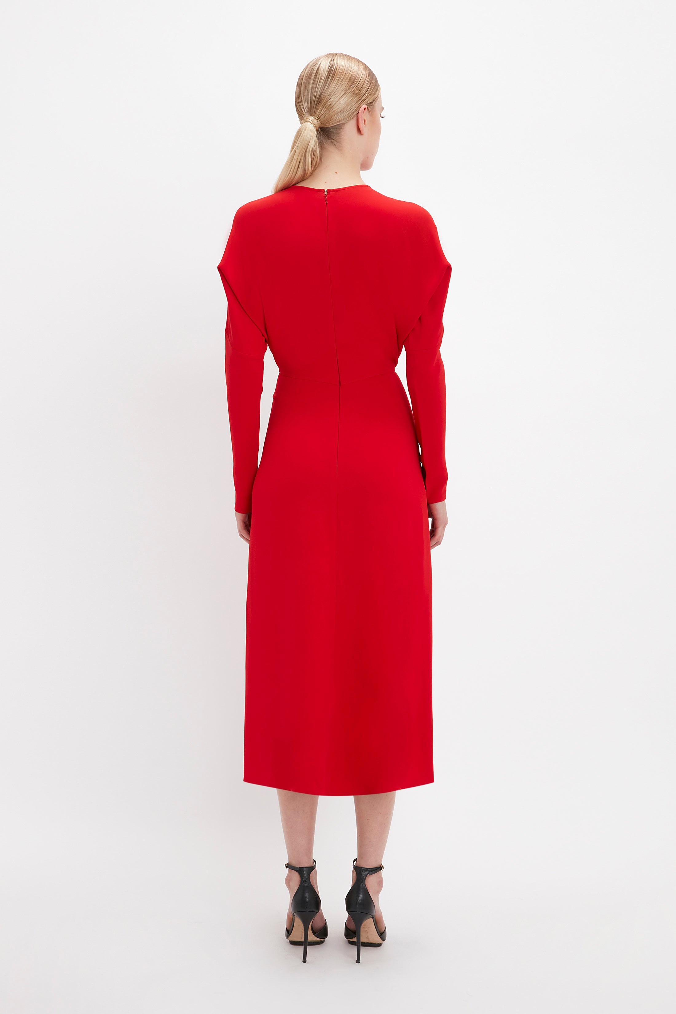 Dolman Midi Dress In Red - 4