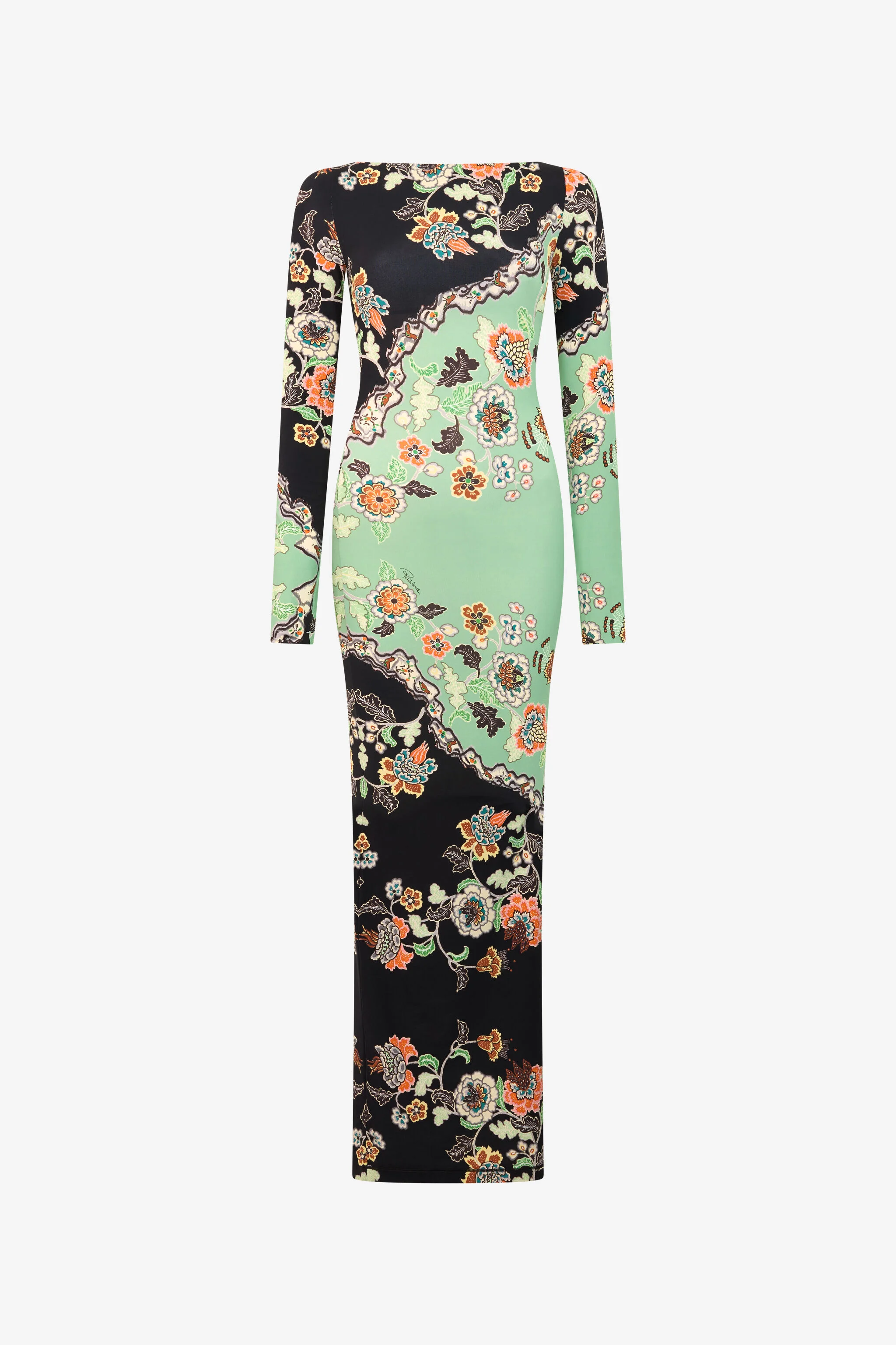 Kimono Print Maxi Dress - 1