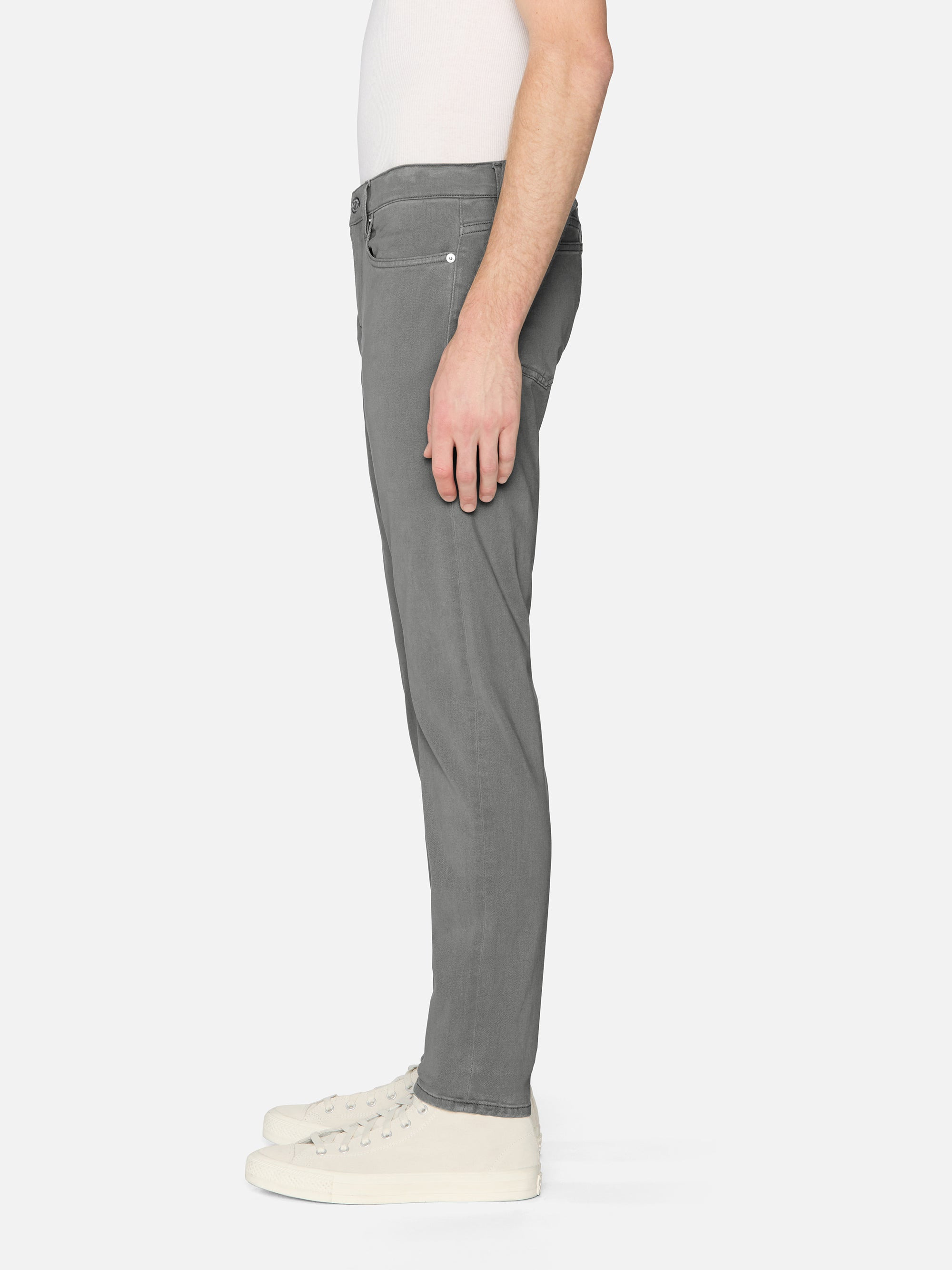 L'Homme Slim Brushed Twill in Stone Grey - 4