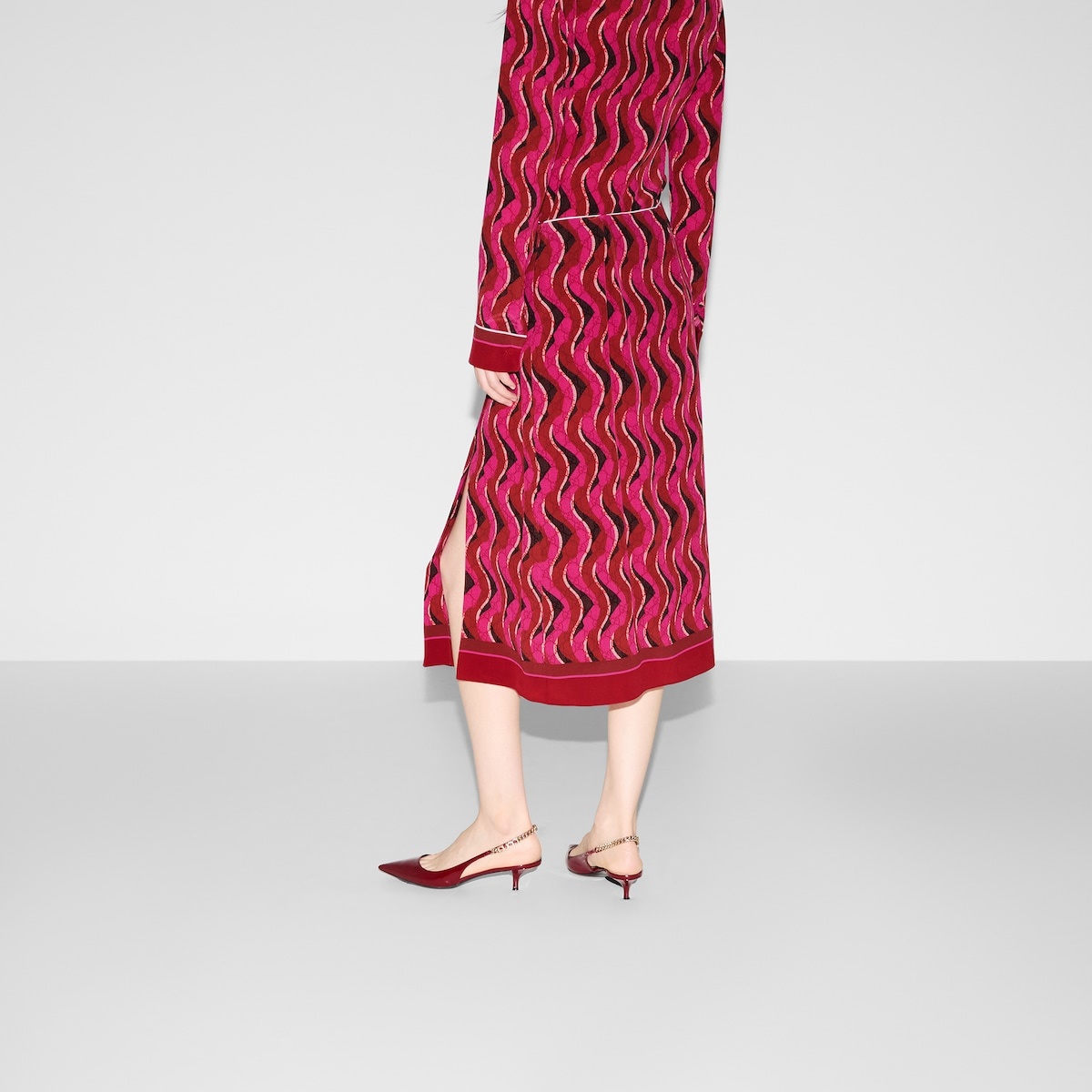 Printed silk pleated skirt - 4