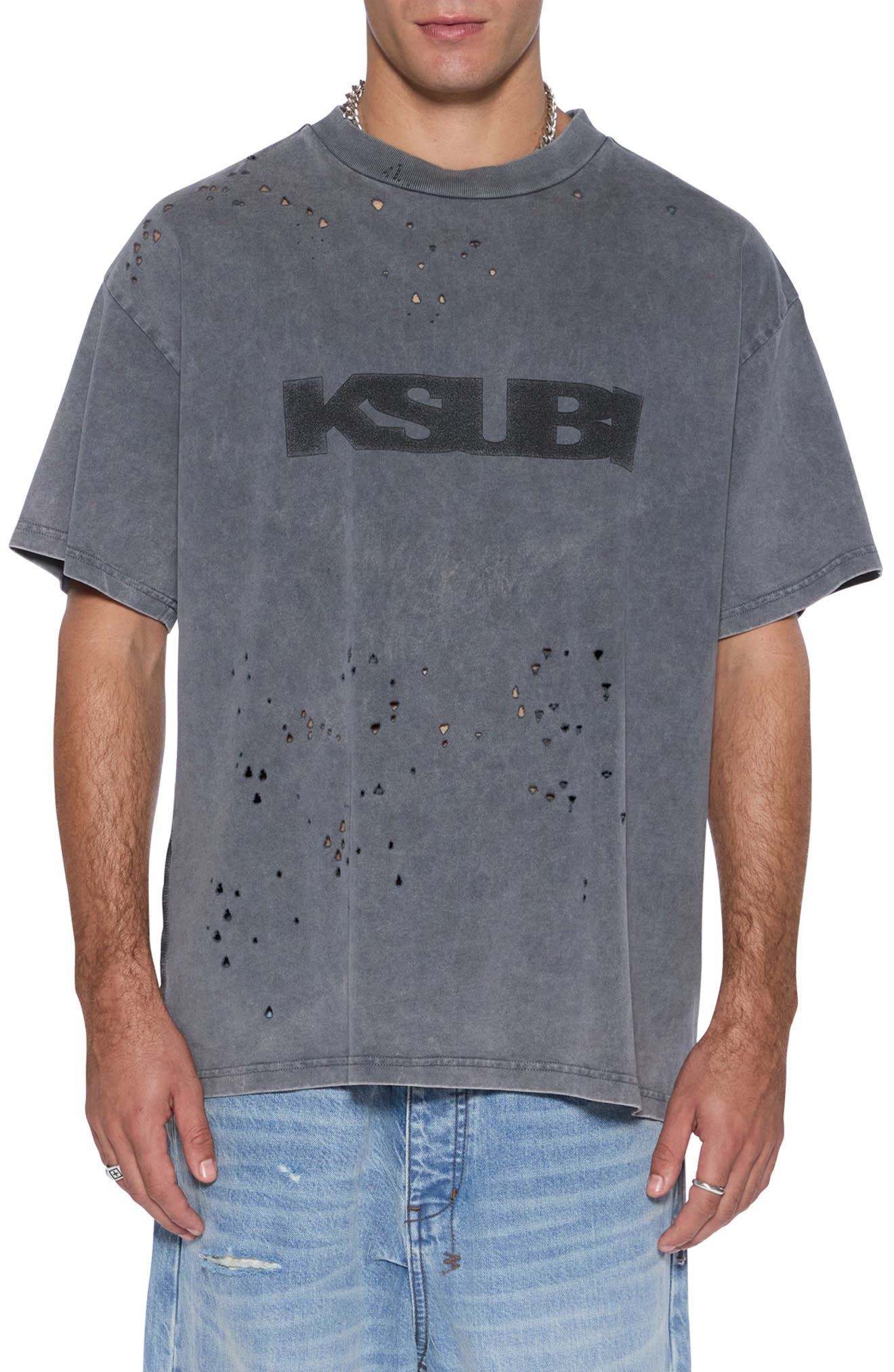 Ksubi Blasted Ekcess Oversize Distressed Graphic T-Shirt in Black at Nordstrom - 1