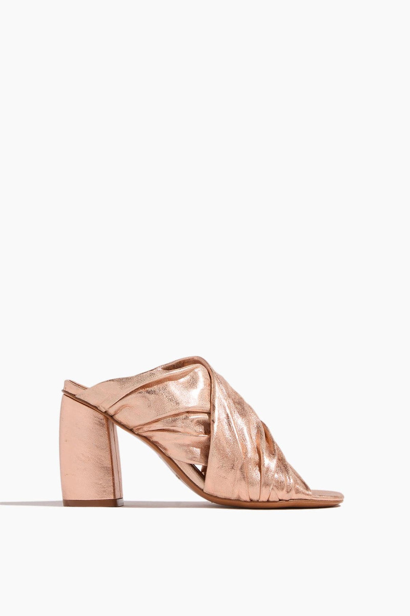 Heeled Laminated Leather Crossed Sandals in Cipria 1