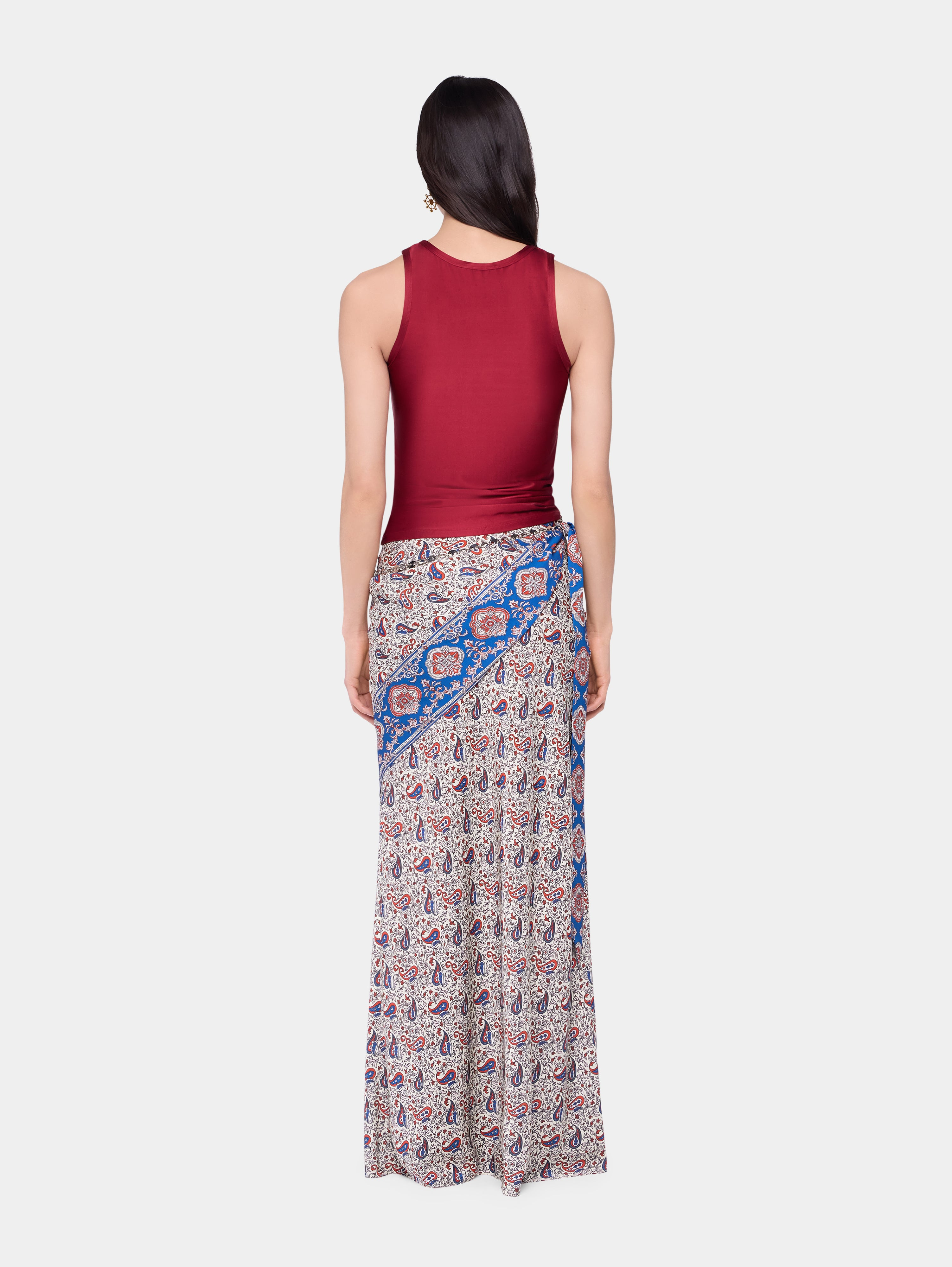 LONG SKIRT IN PRINTED SATIN - 4
