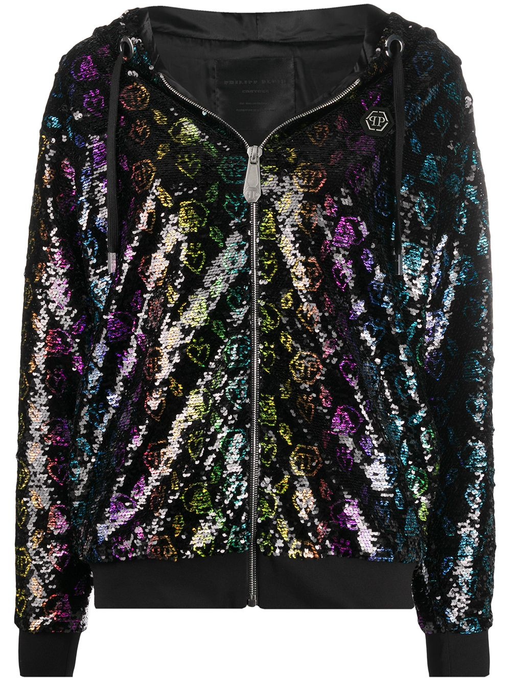 Monogram sequined hooded jacket - 1