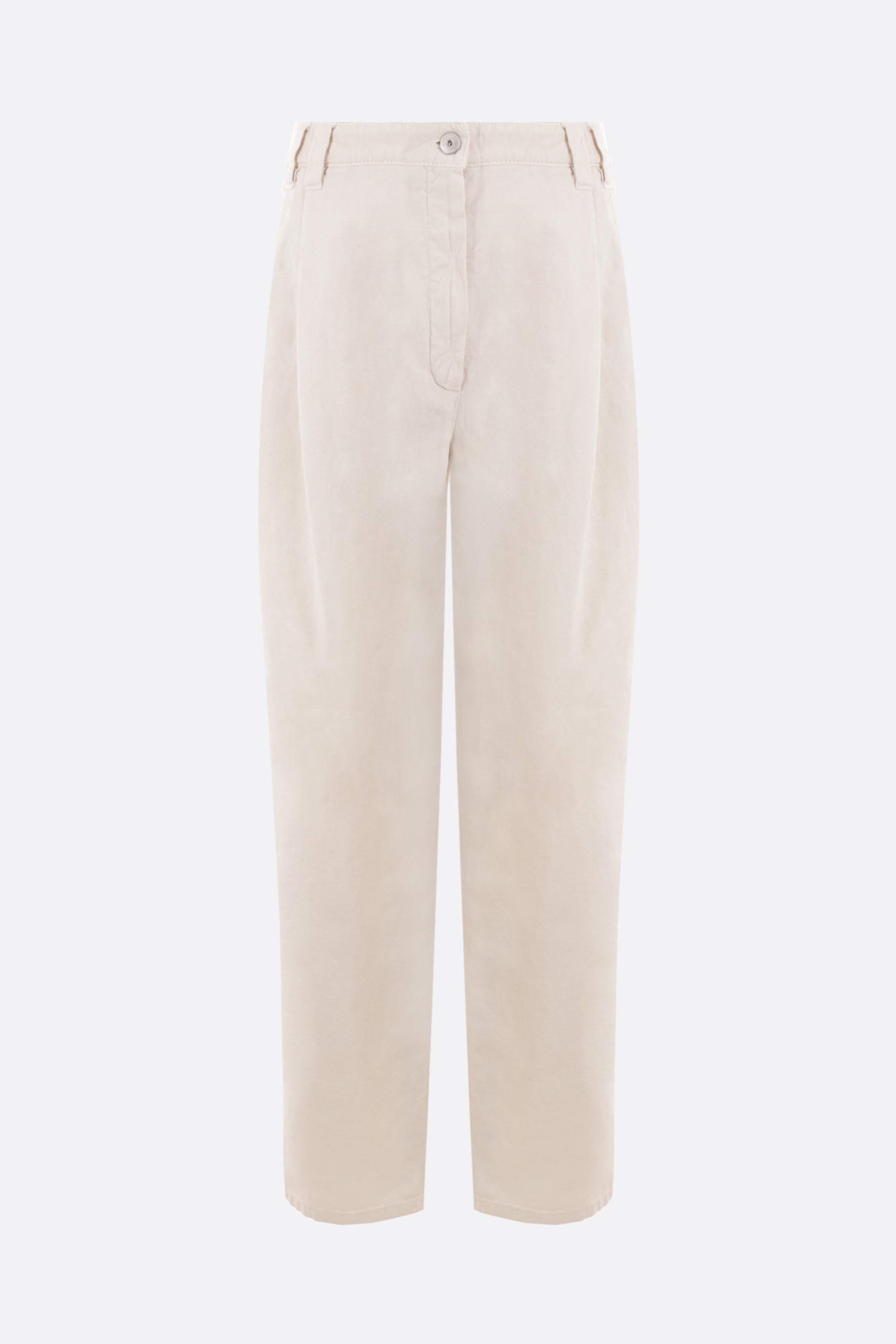 COTTON AND LINEN WIDE-LEG PANTS - 1