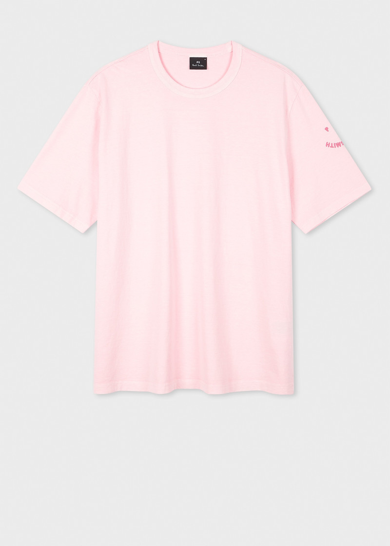 Pink Embroidered 'Happy' Logo T-Shirt 1
