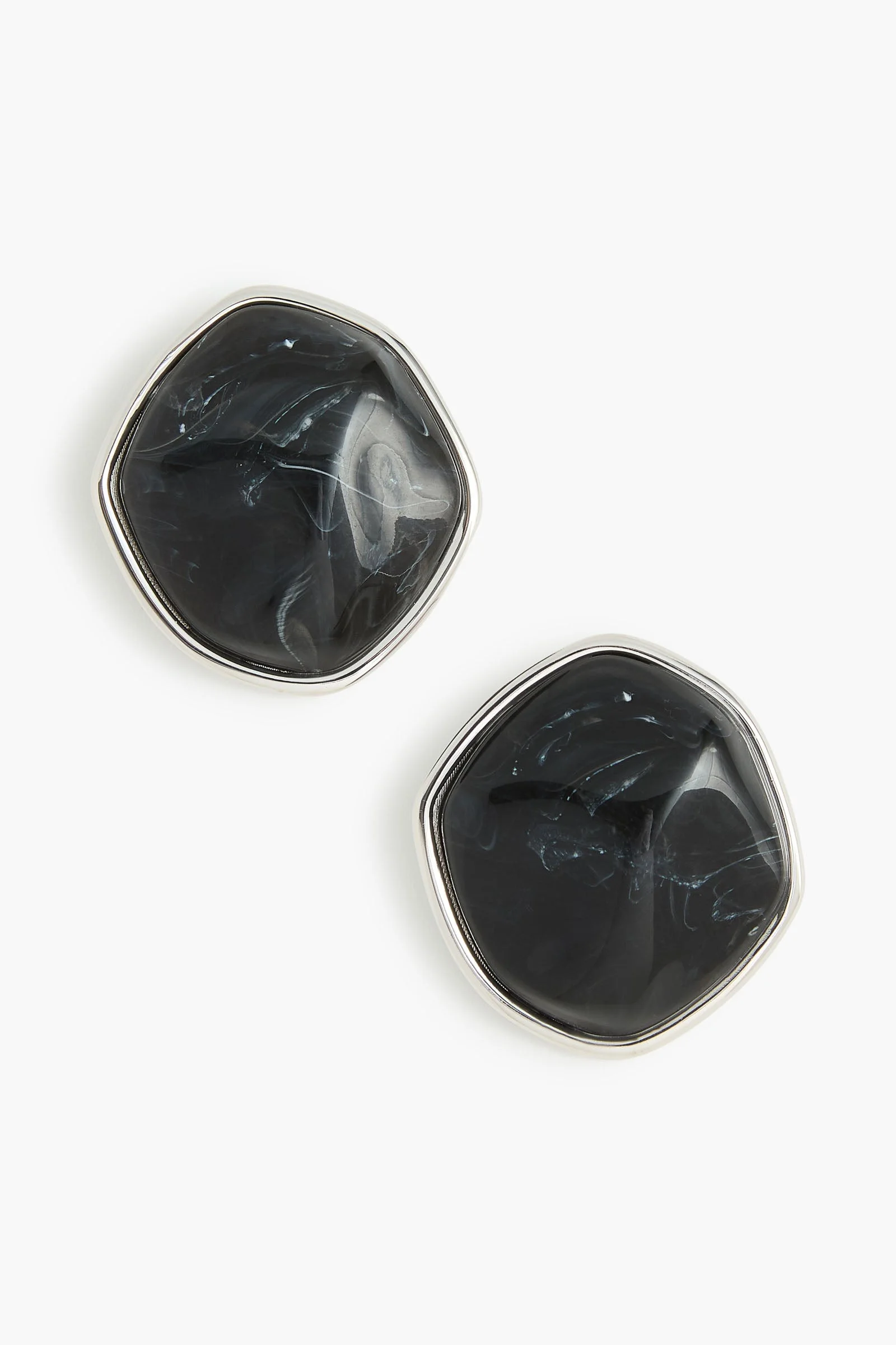 The Resin Earrings in Black and Silver - 1