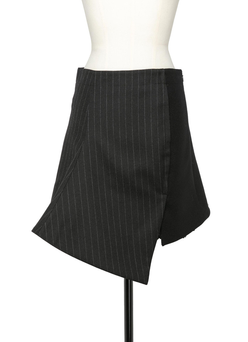 Chalk Stripe x Wool Melton Skirt 1
