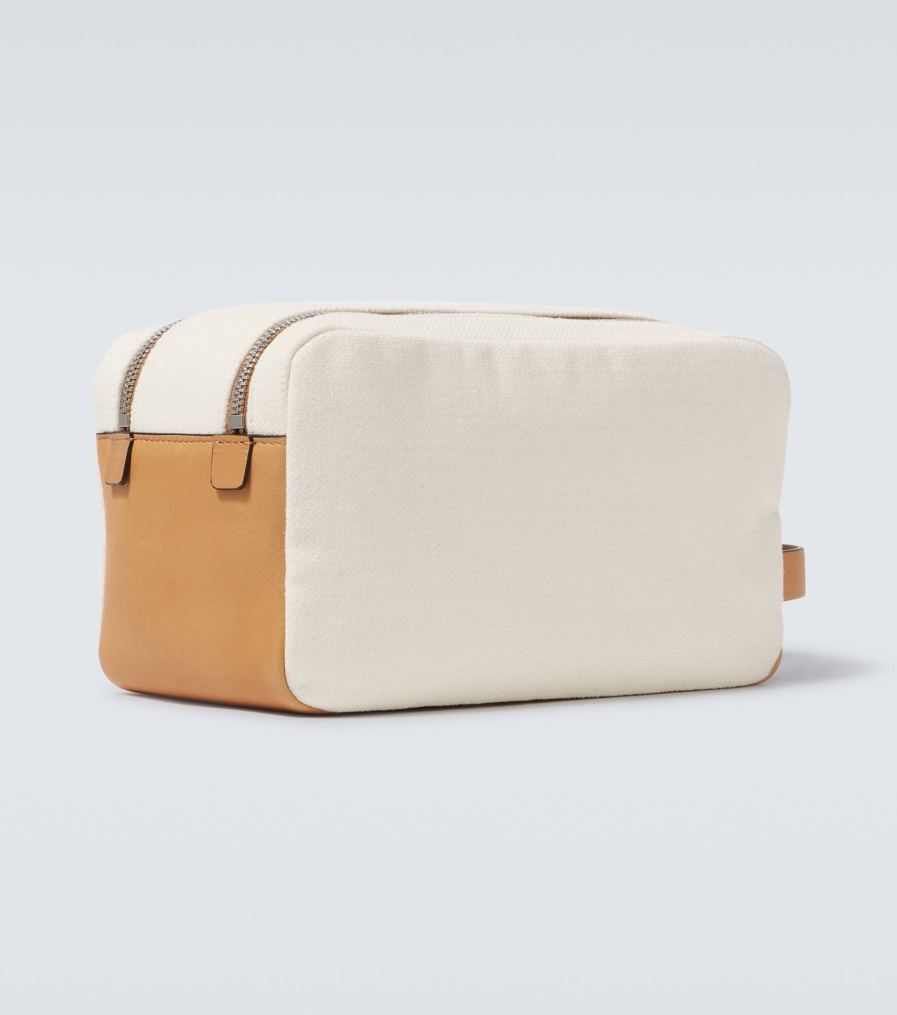 Leather-trimmed canvas toiletry bag - 5