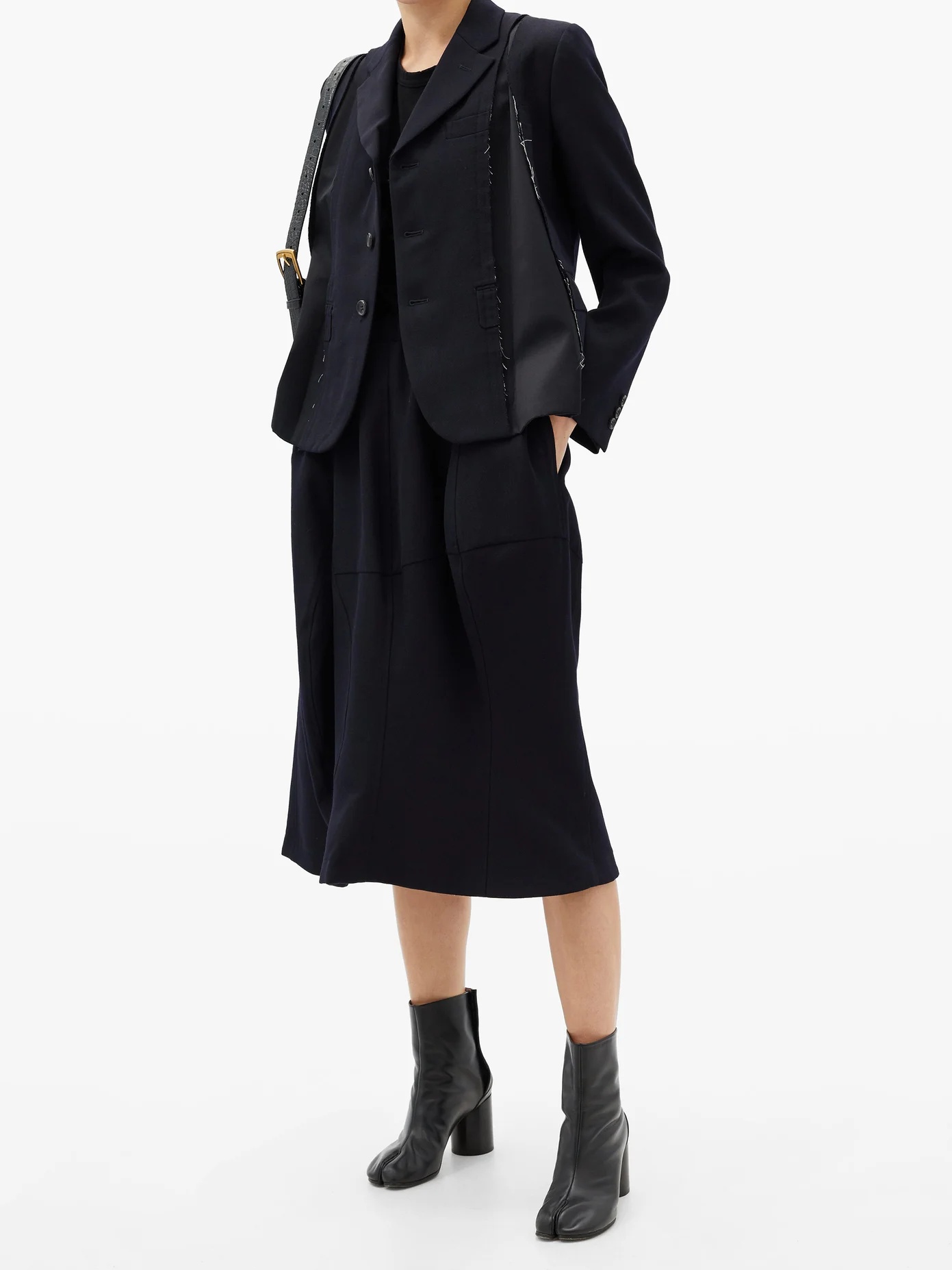 Panelled wool-gabardine suit skirt - 2